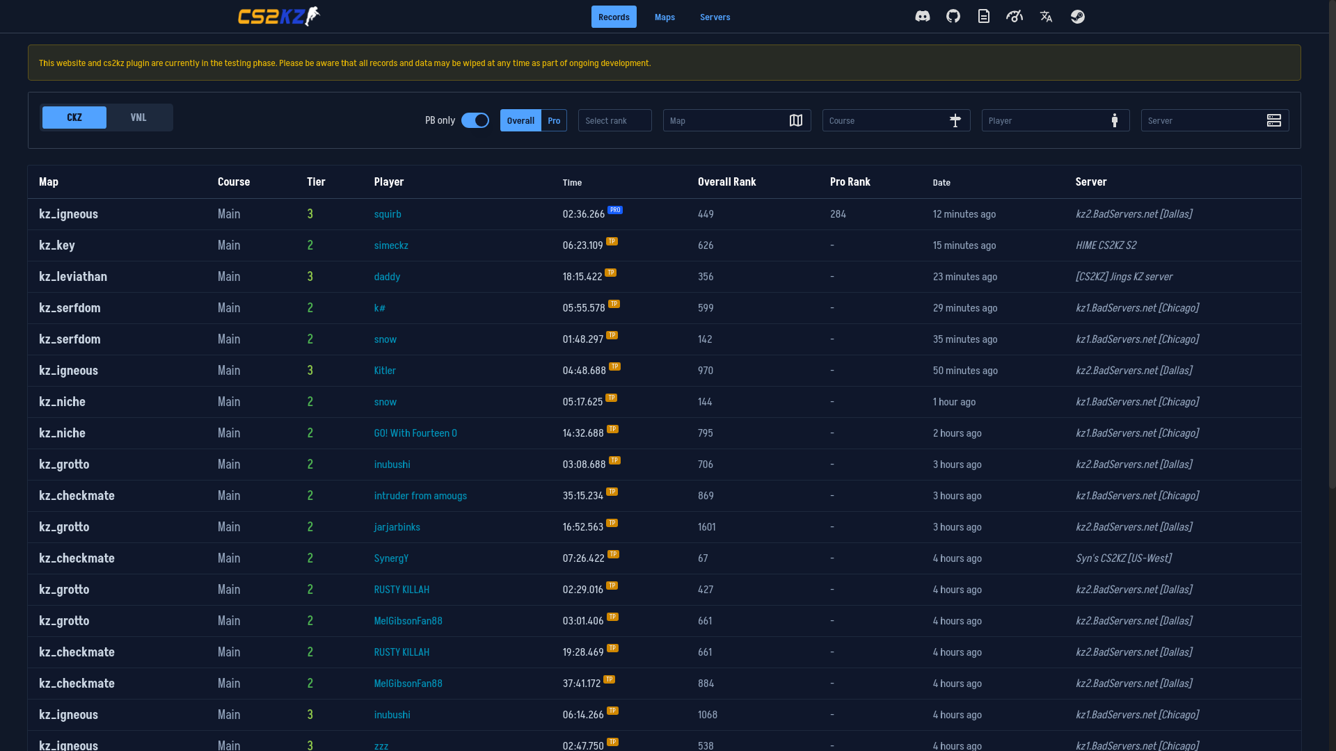 website screenshot of https://cs2kz-website-avd.pages.dev/