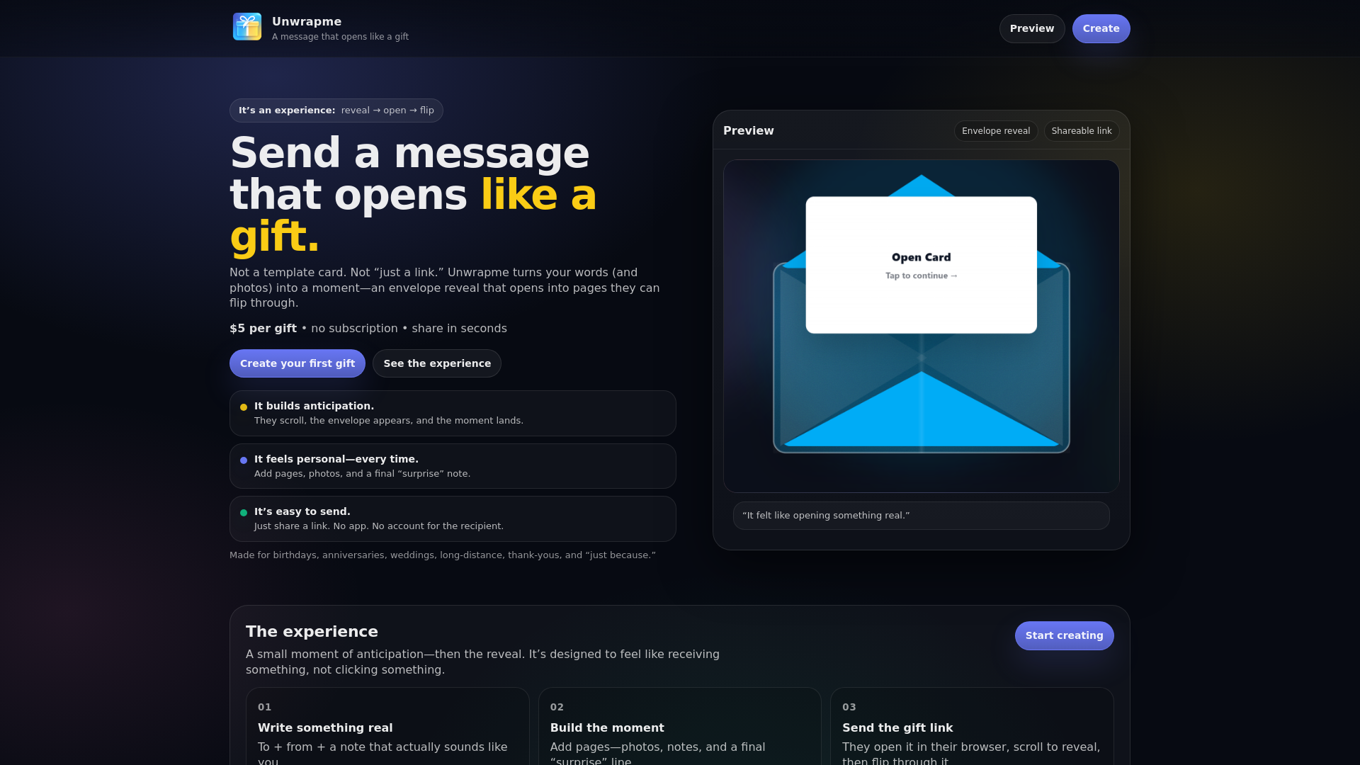 website screenshot of https://unwrapme.io/