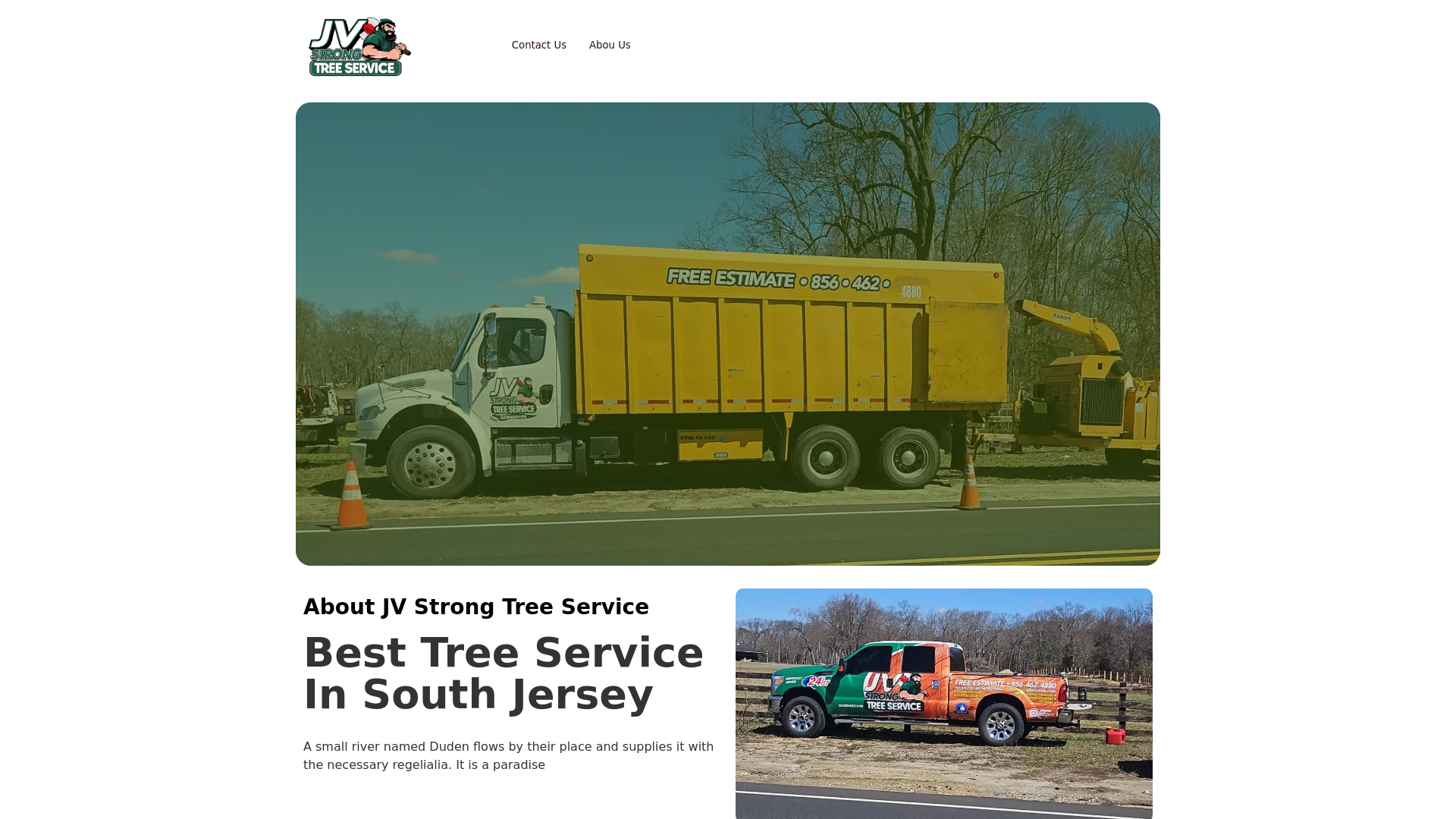 website screenshot of https://jvstrongtreeservice.com/