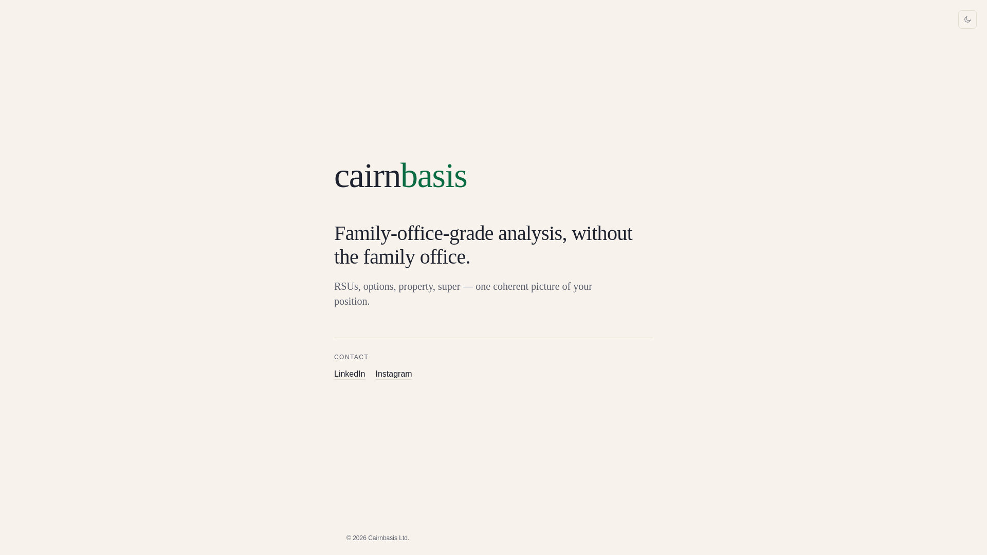 website screenshot of https://cairnbasis.ai/