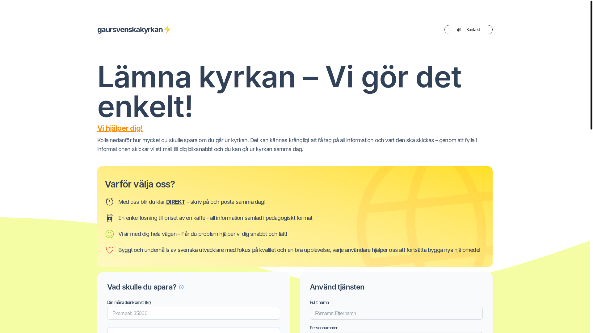 website screenshot of https://slippkyrkavgift.se/