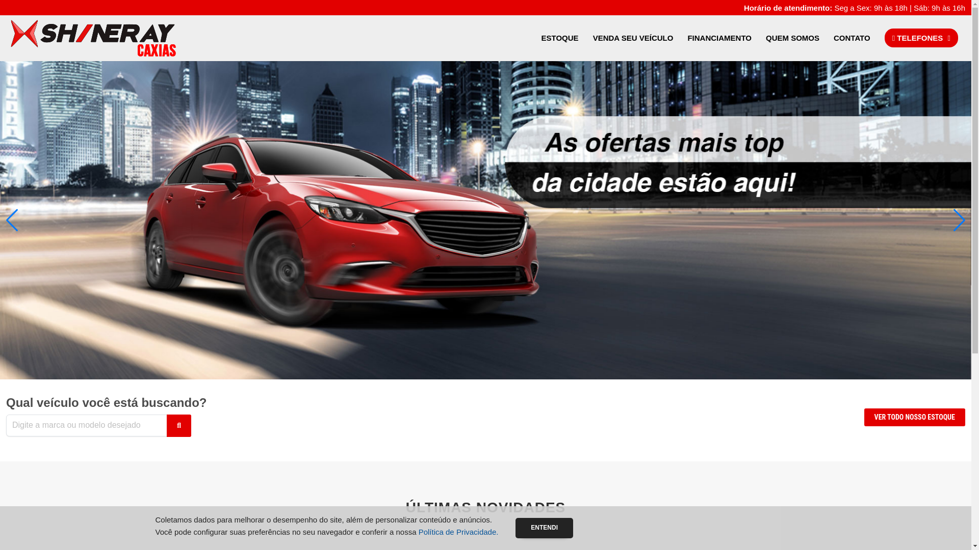 website screenshot of https://shineraycaxias.com.br/