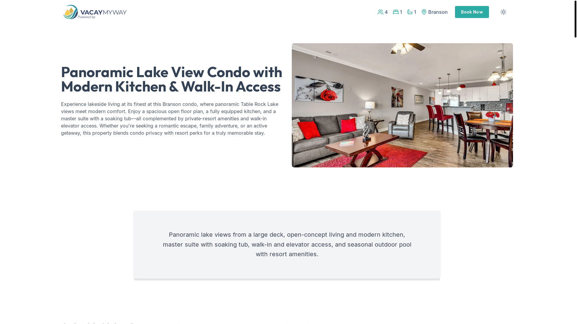 website screenshot of https://serenerocklake.vacations/