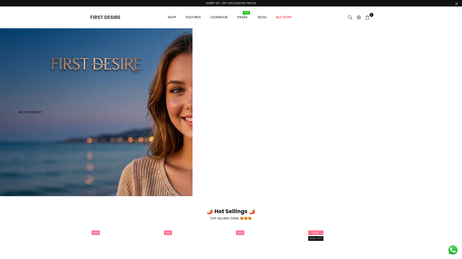 website screenshot of https://firstdesire.store