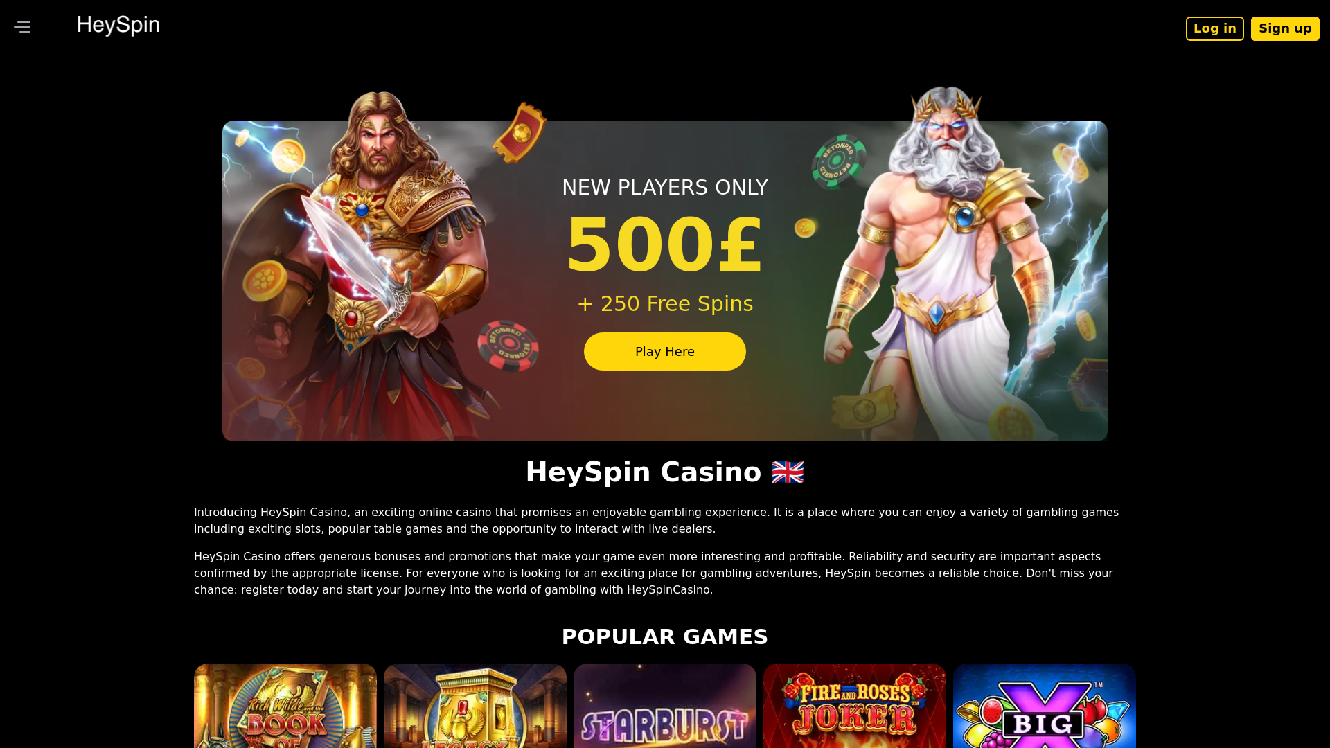 website screenshot of https://heyspin-uk-9wk.pages.dev/