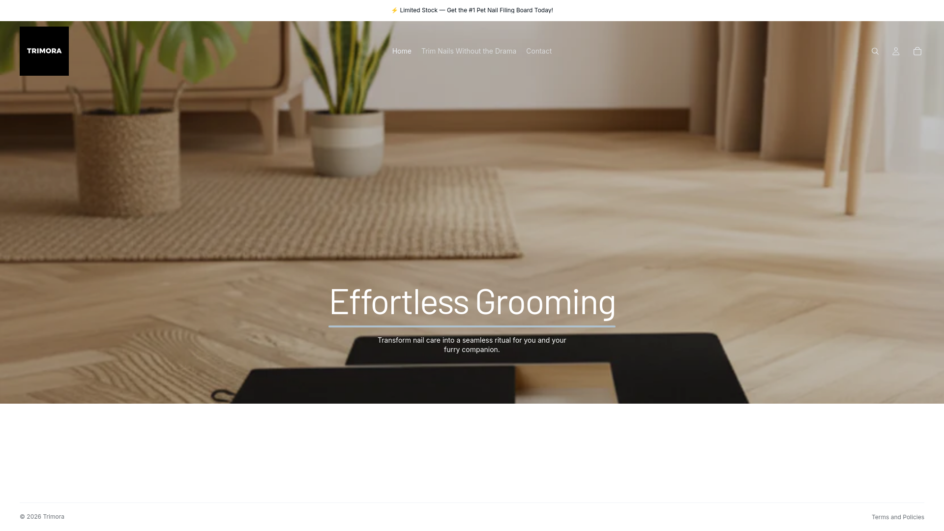 website screenshot of https://thetrimora.store