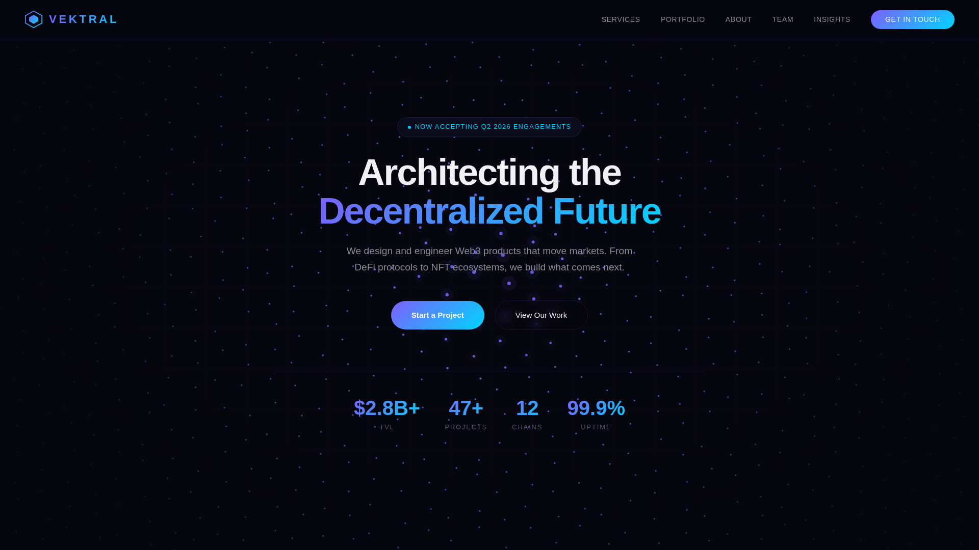 website screenshot of https://vektral.app