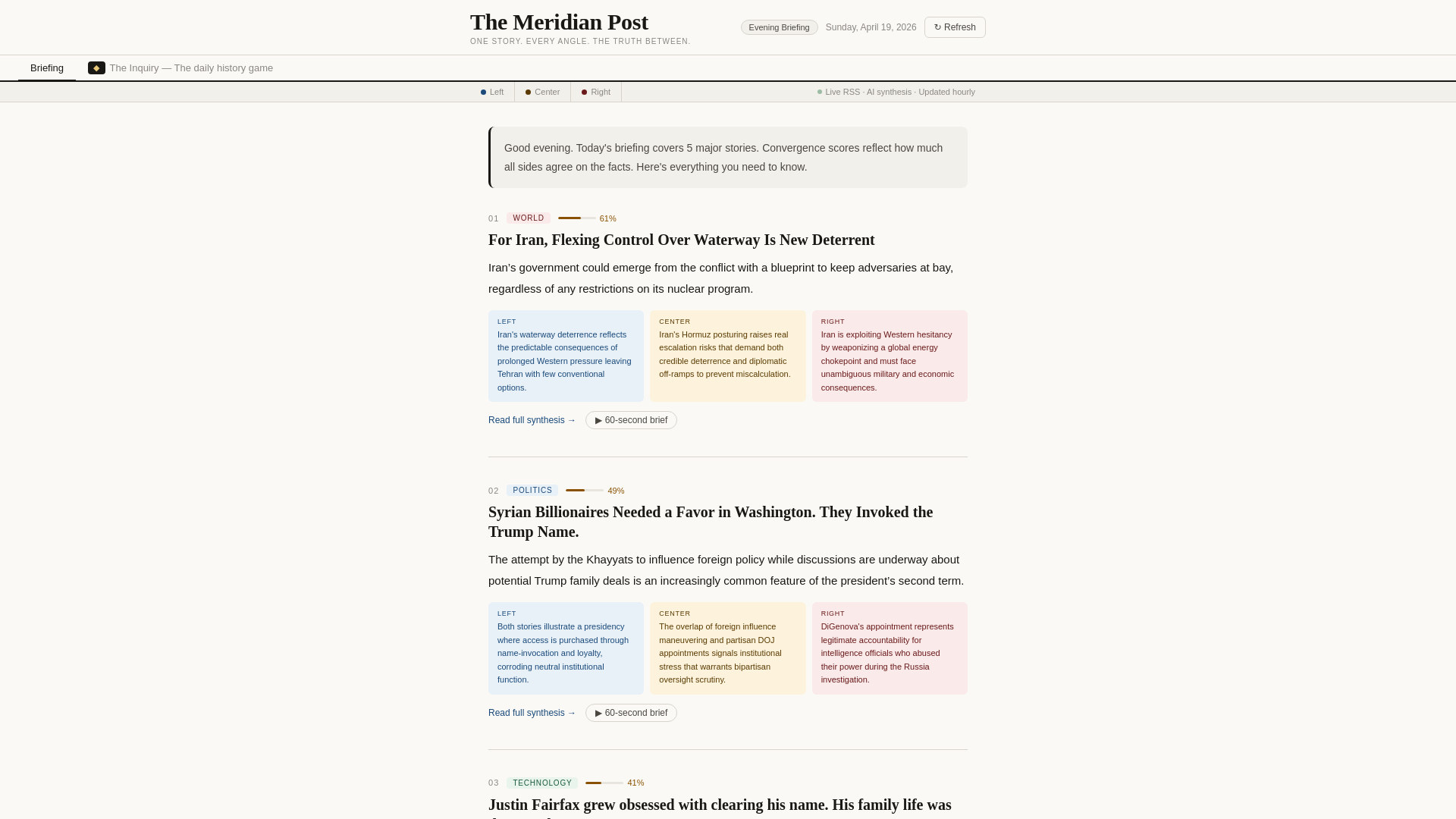 website screenshot of https://meridianpost.org/