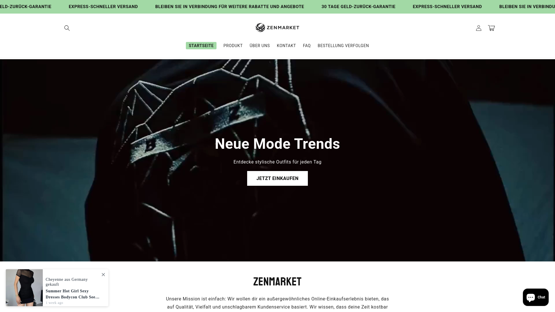 website screenshot of https://zenmarket30.store