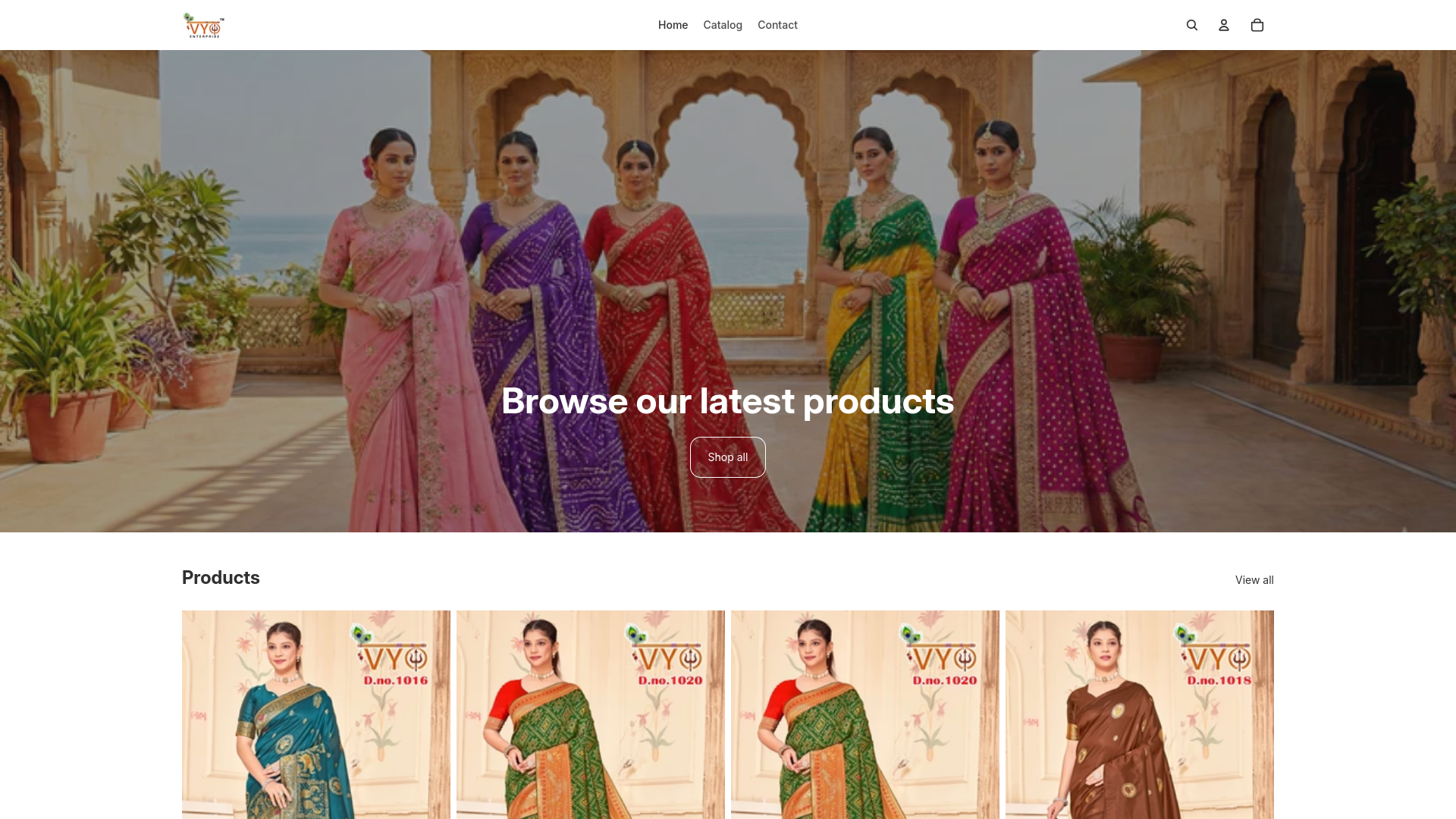website screenshot of https://vyofashion.in/
