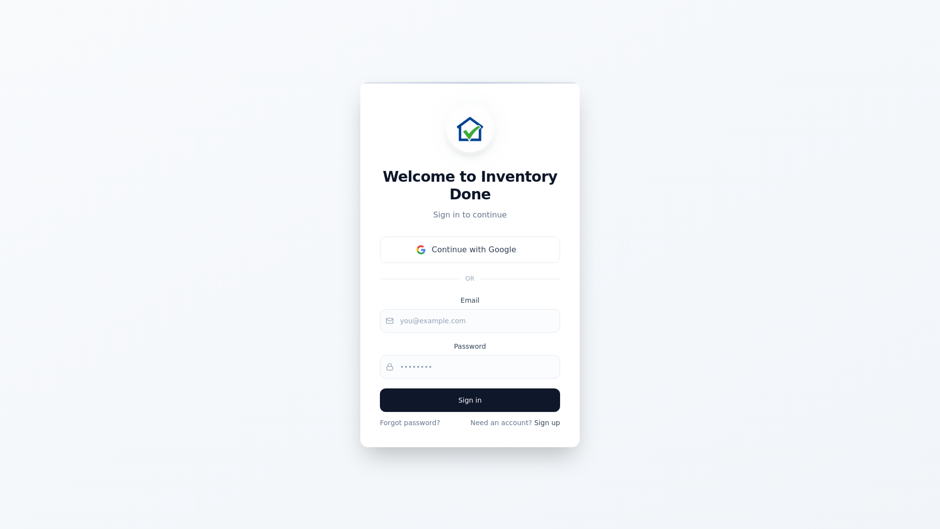 website screenshot of https://inventorydone.co.uk