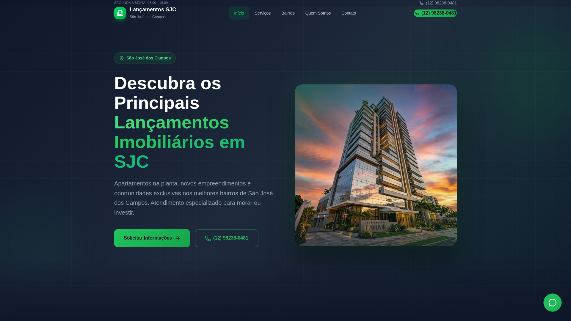 website screenshot of https://lancamentossjcsp.com.br