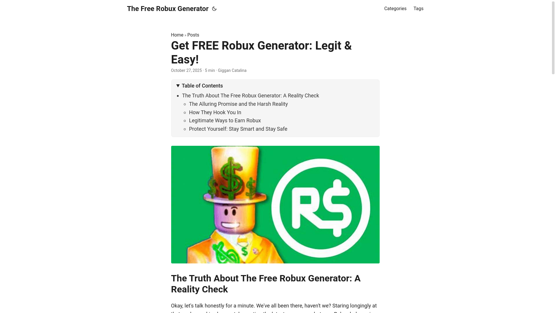 website screenshot of https://the-free-robux-generator.pages.dev/