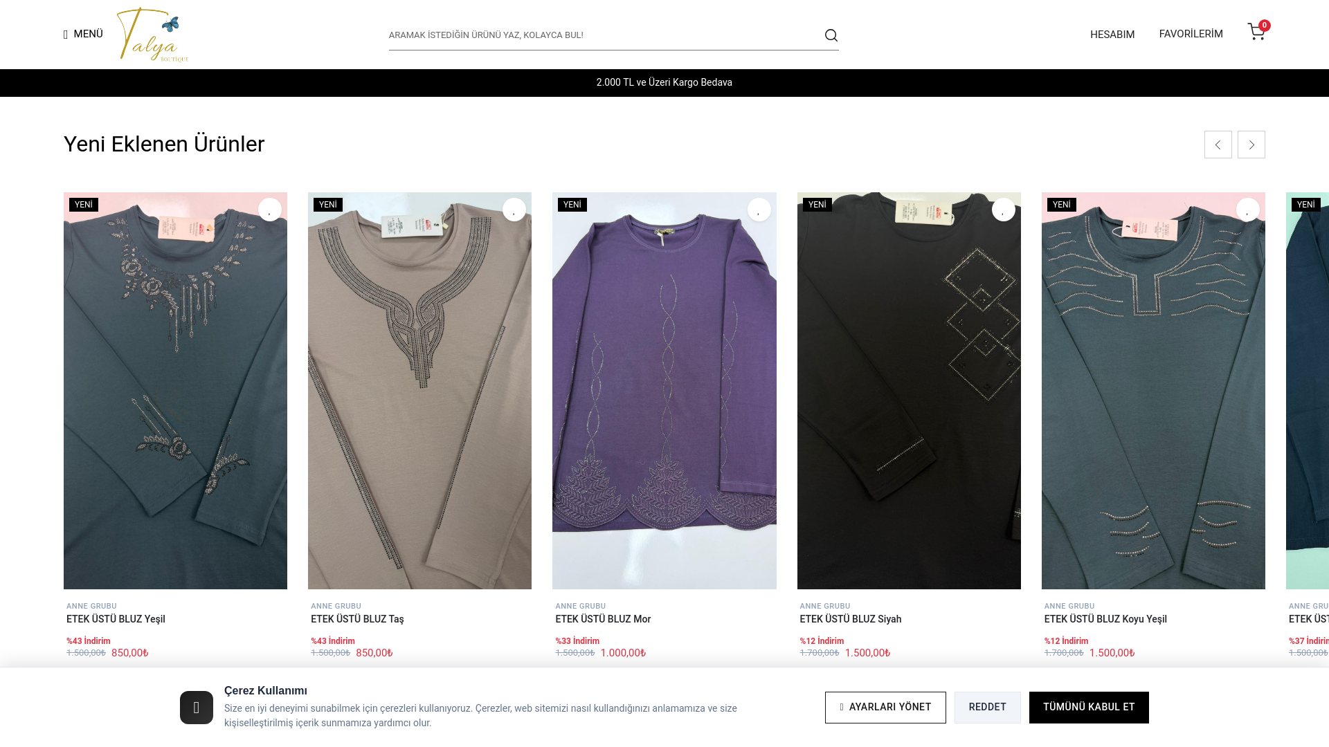 website screenshot of https://talyaboutique.com/