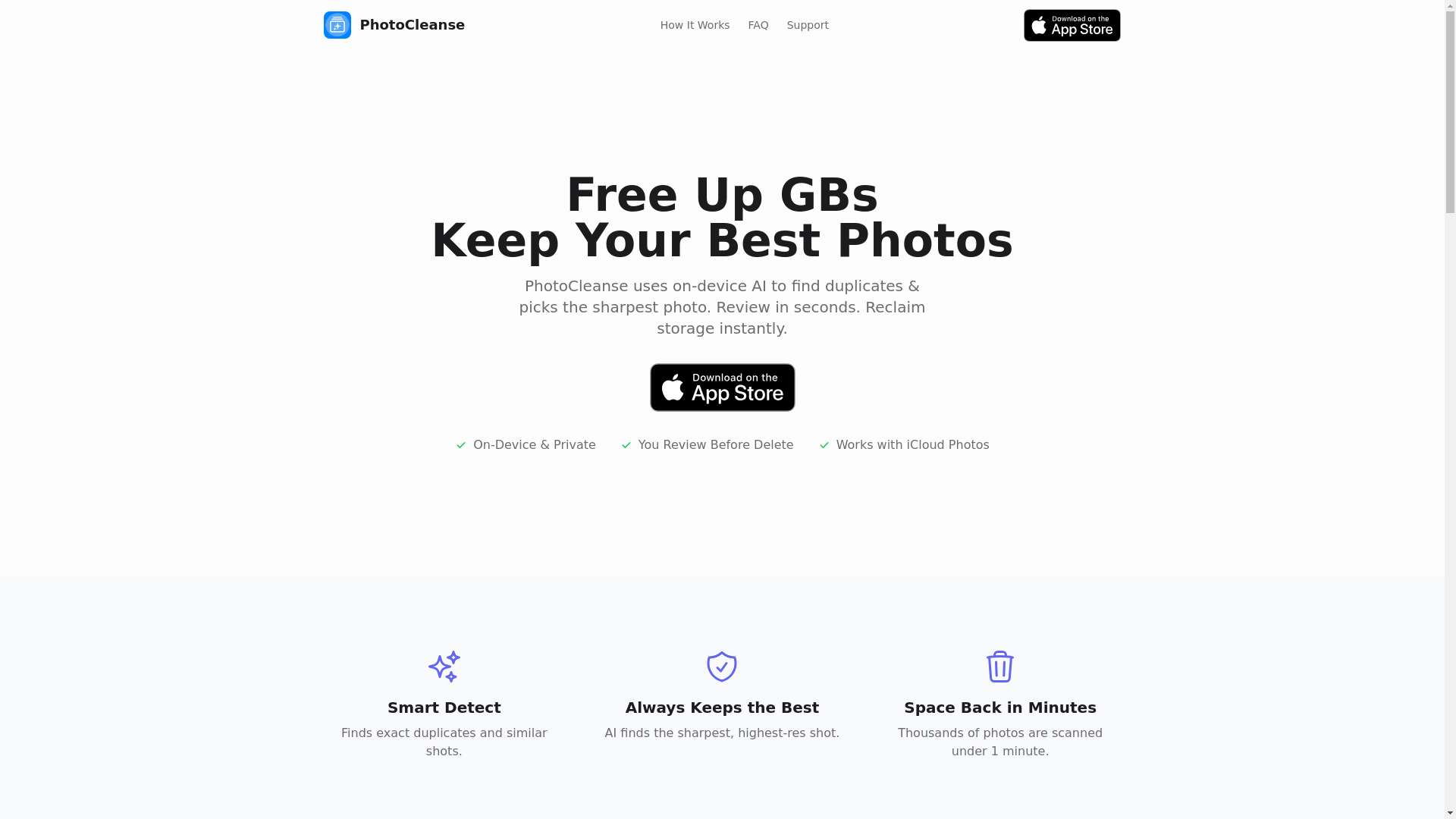 website screenshot of https://photocleanse.pages.dev/