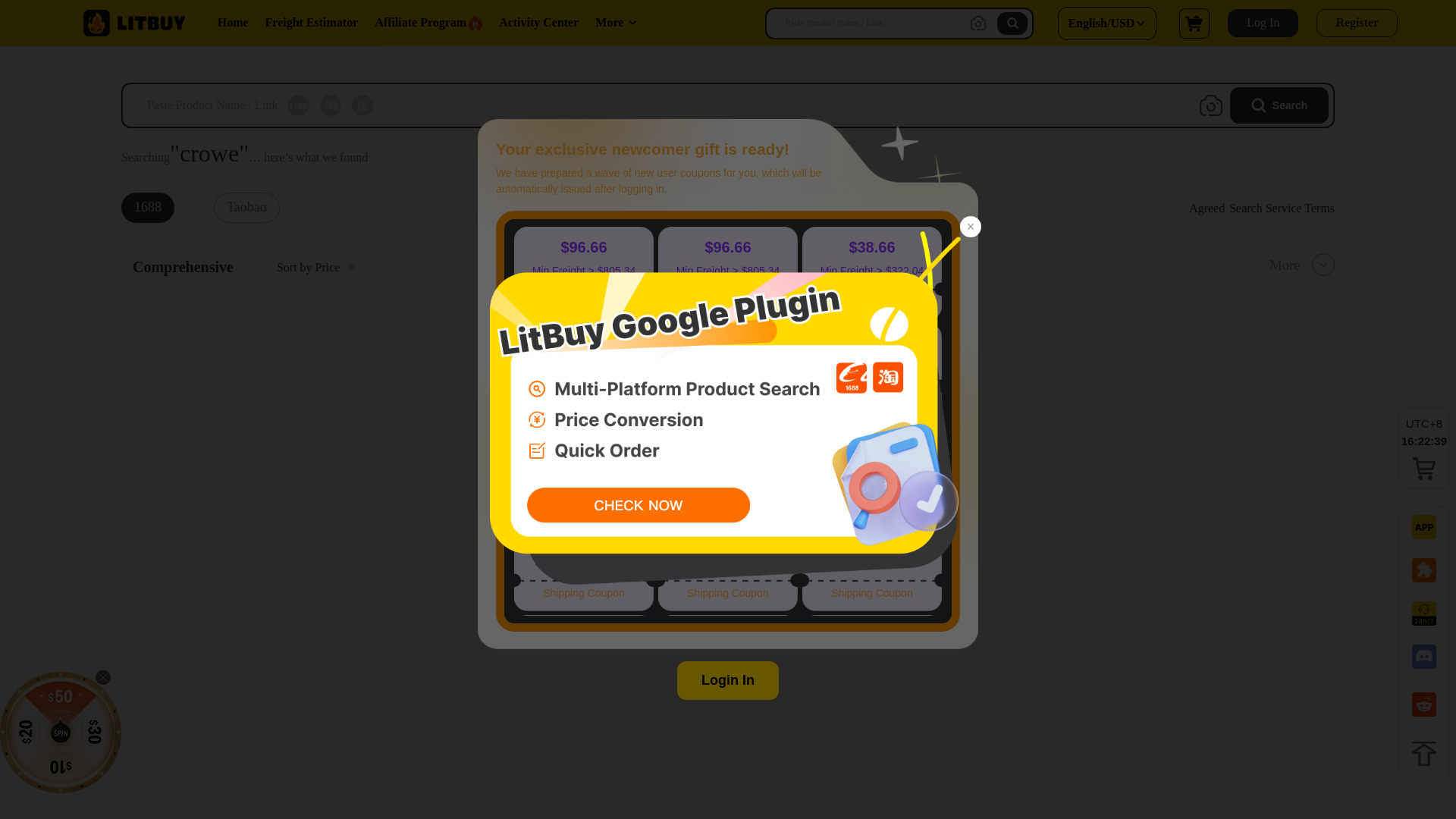 website screenshot of https://litbuy.com/products?text=crowe