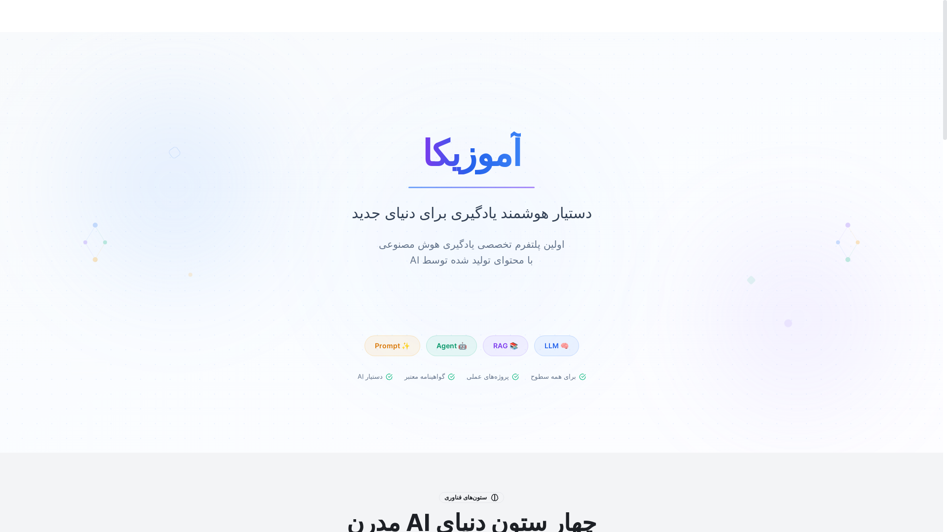 website screenshot of https://amozica.ir/