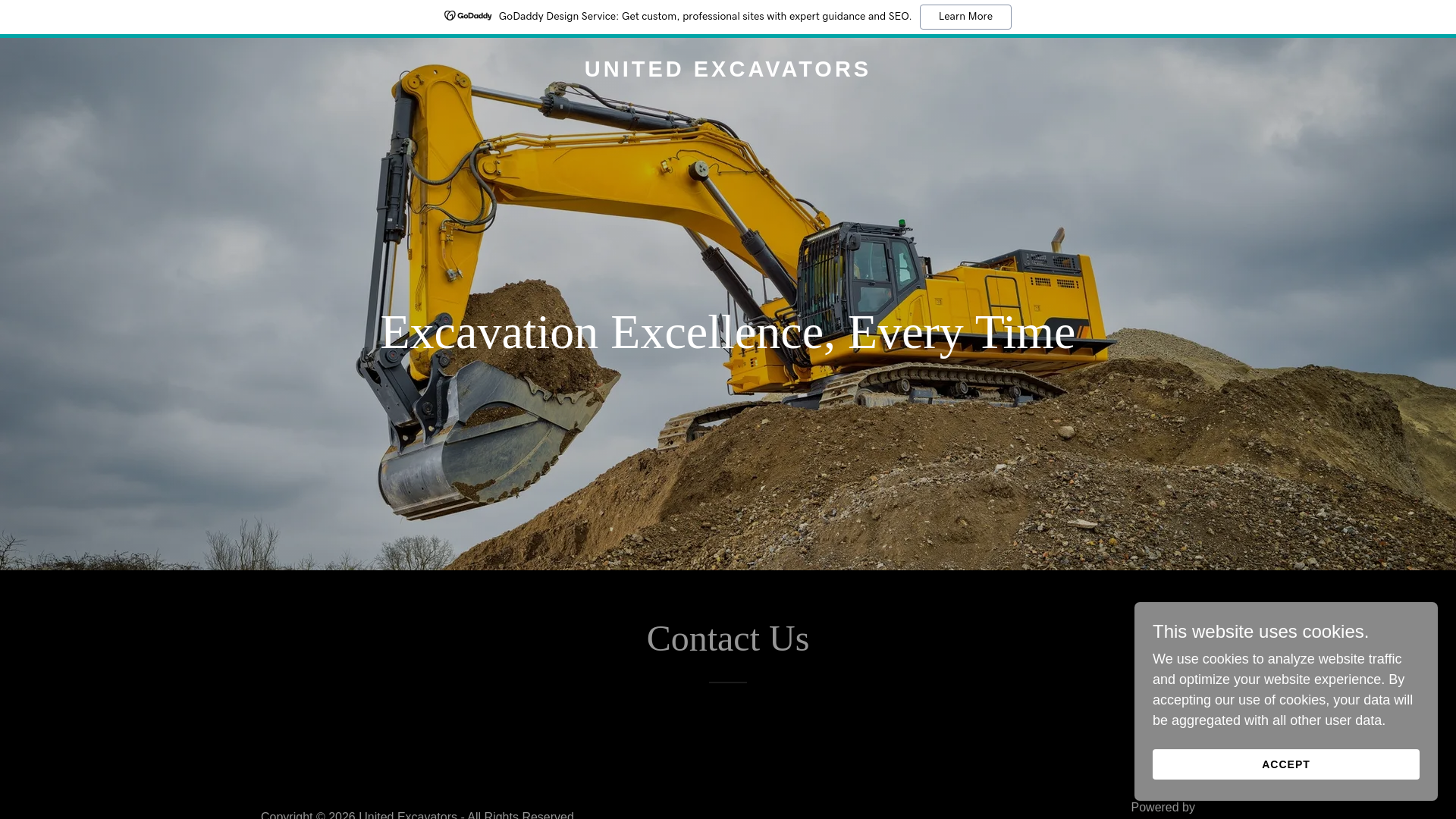 website screenshot of https://unitedexcavators.in/