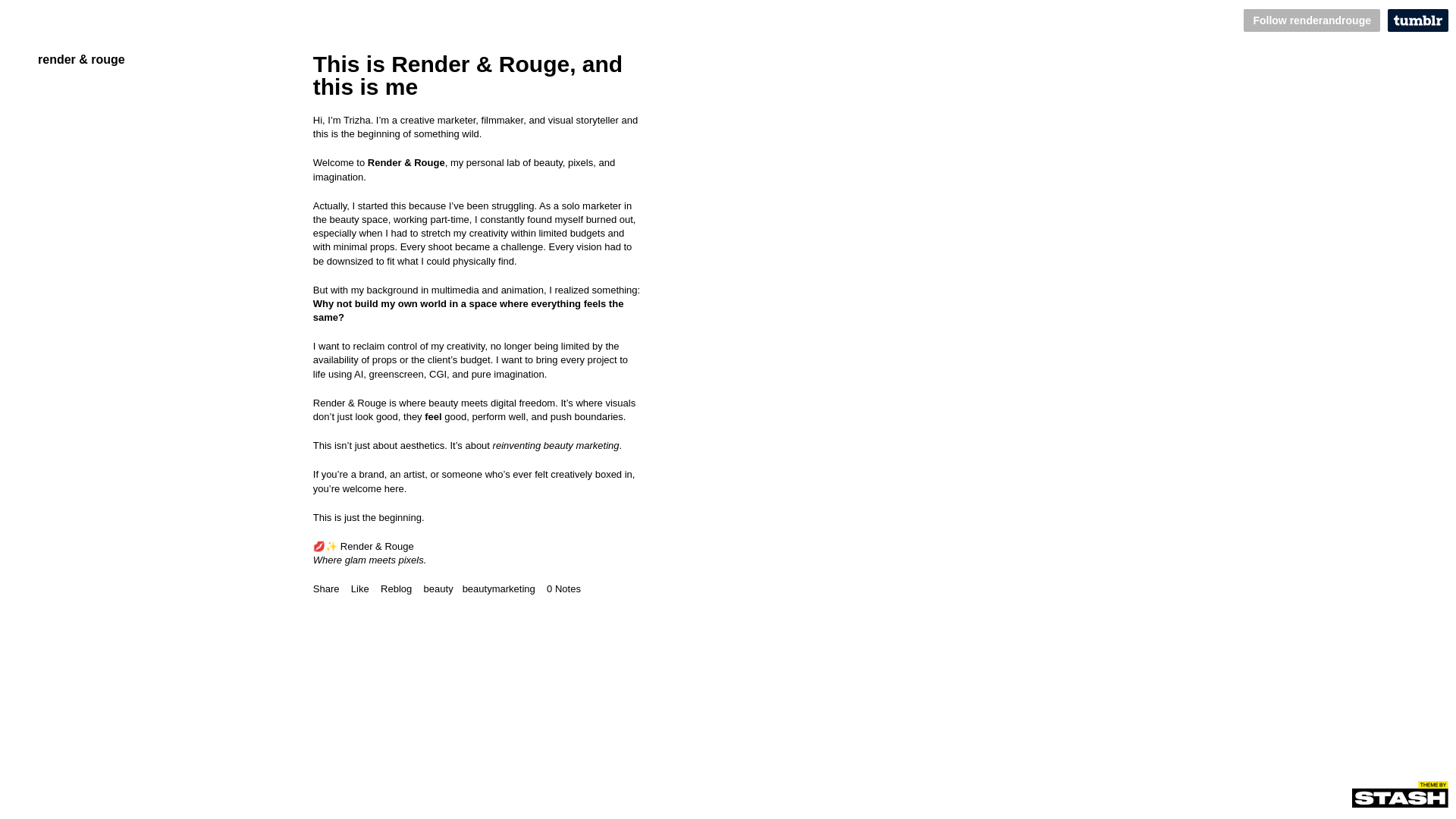 website screenshot of https://renderandrouge.blog/
