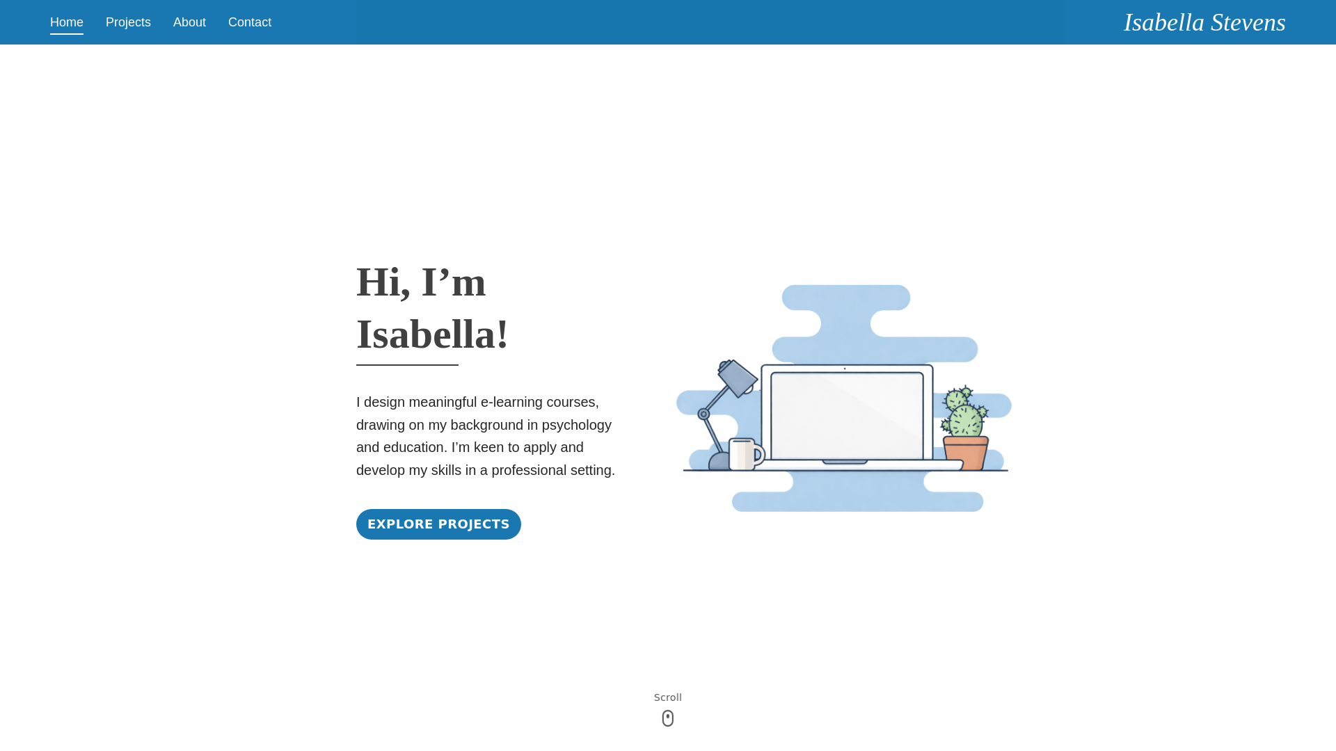 website screenshot of https://isabellastevens.uk/