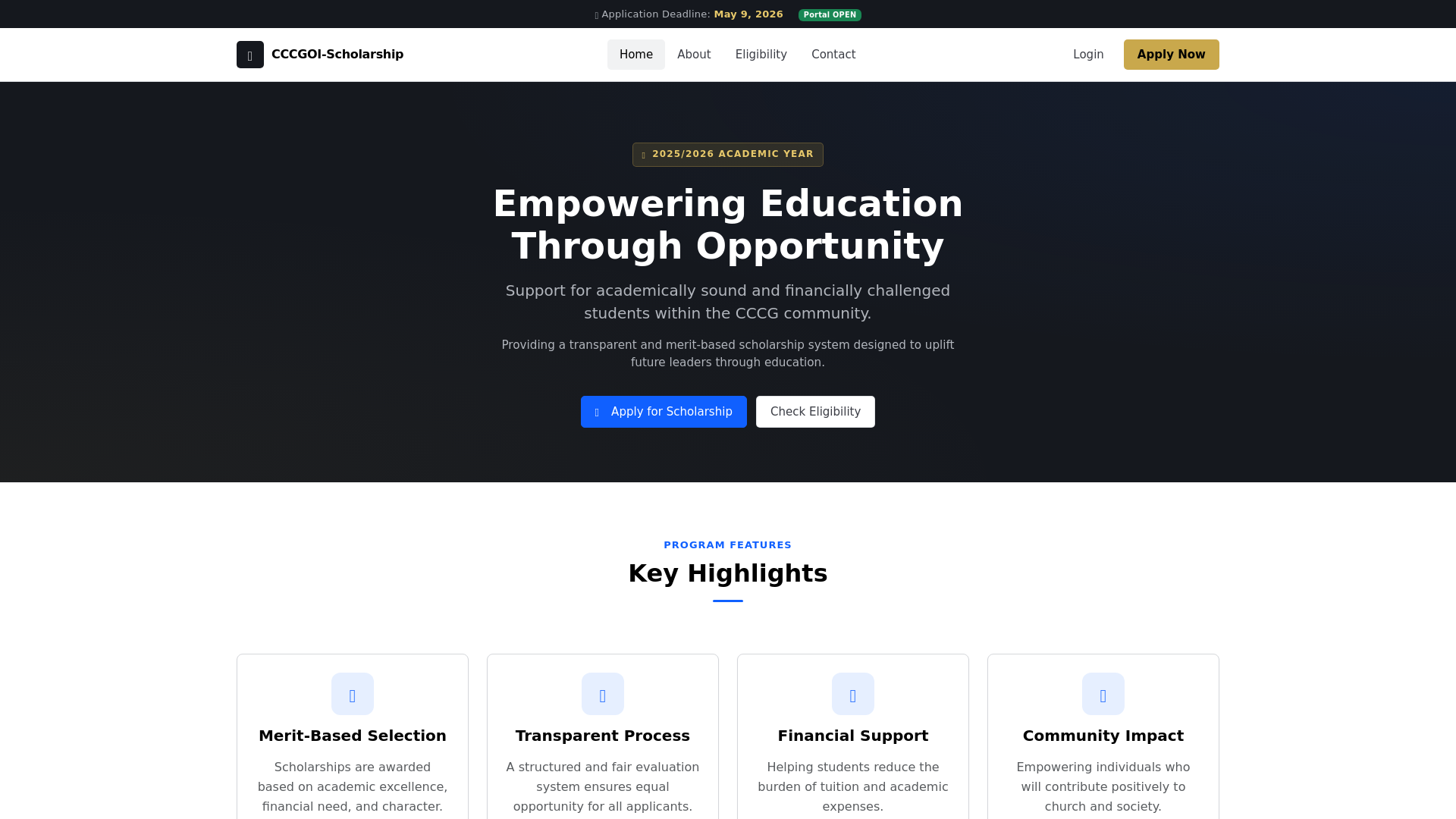 website screenshot of https://cccgoi-schorlarship.org/