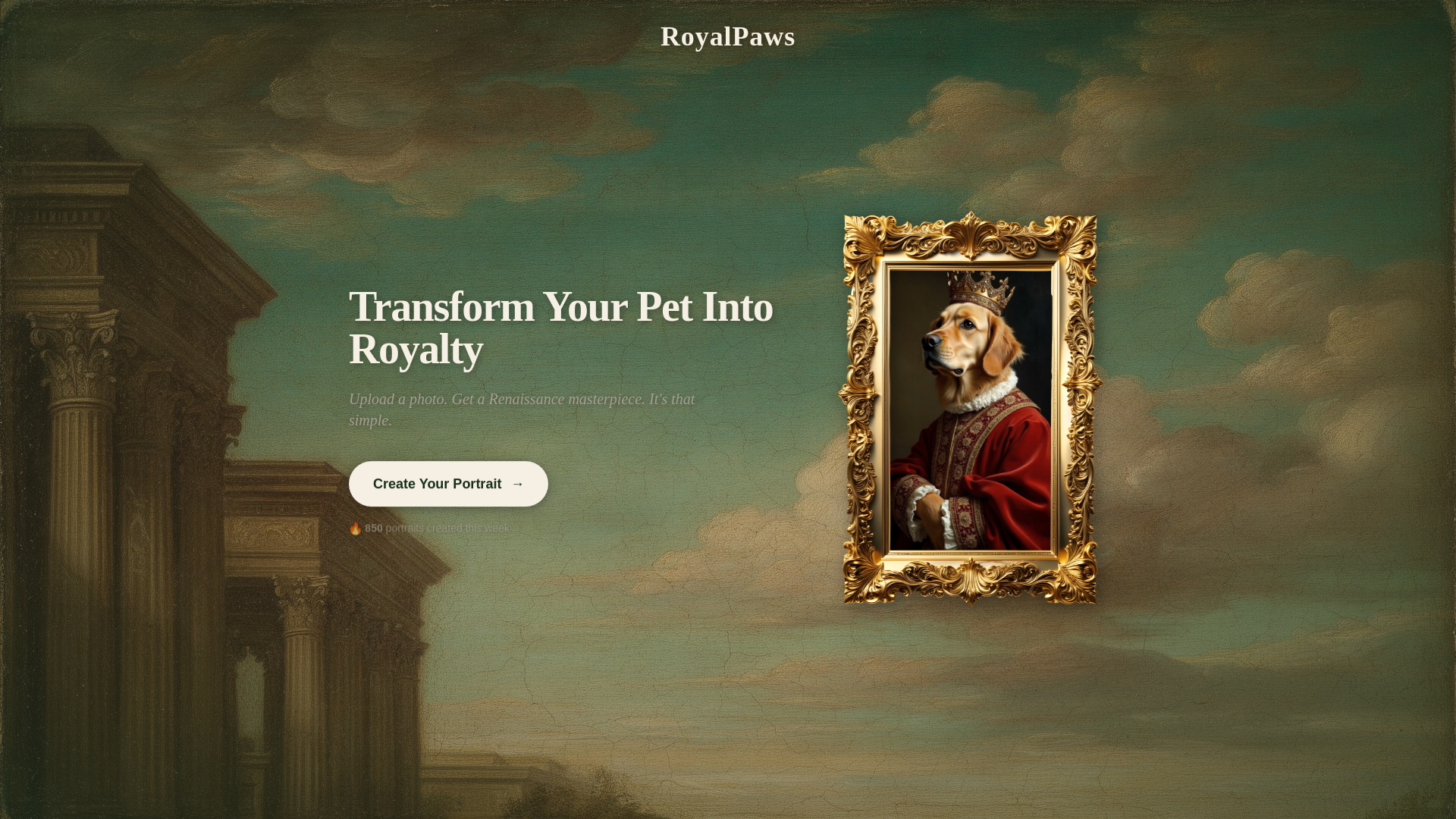 website screenshot of https://royalpaws.dog/