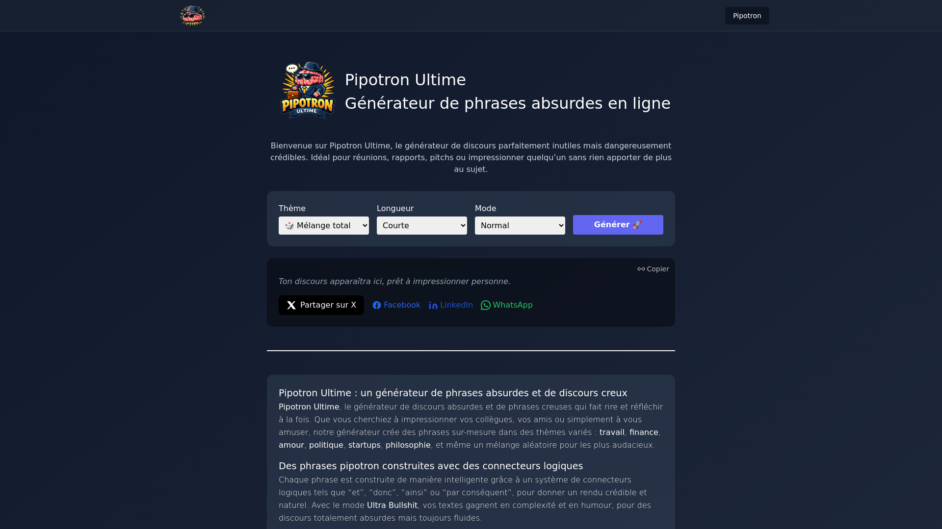 website screenshot of https://pipotron-ultime.fr/