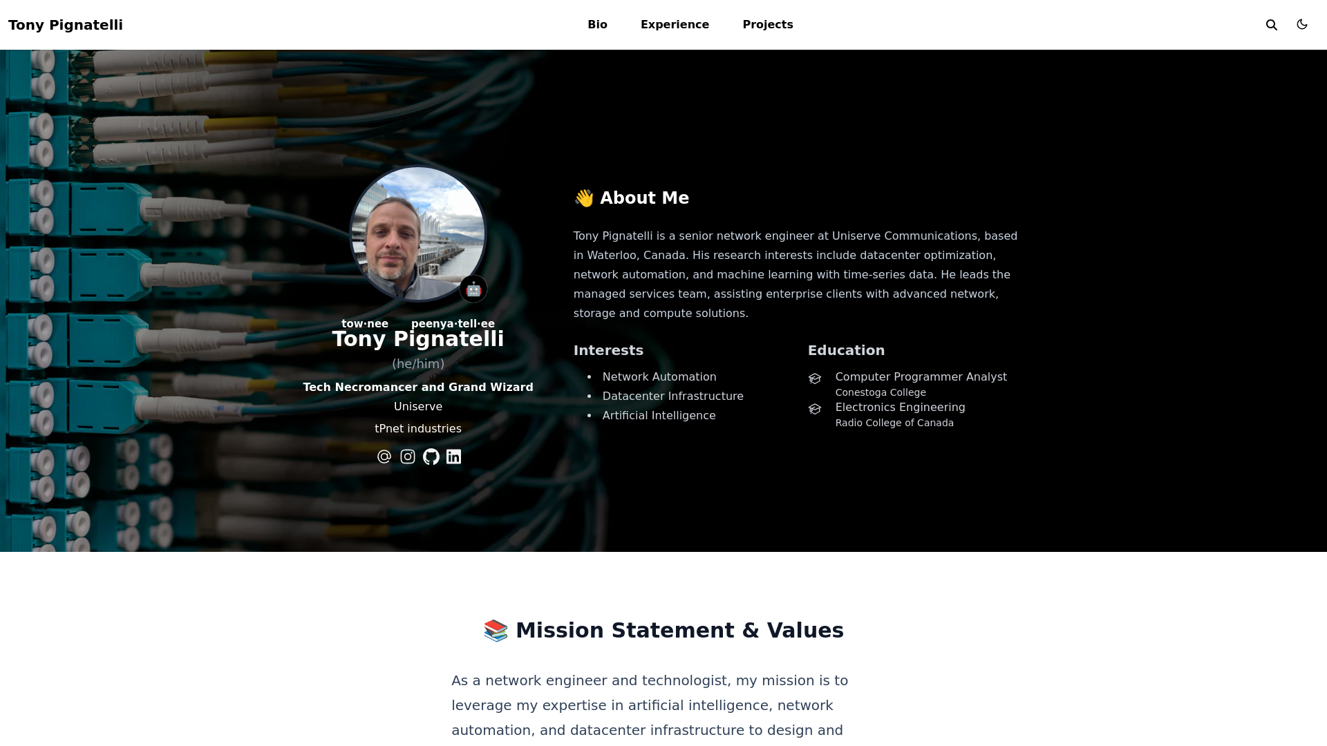 website screenshot of https://tony-pignatelli-ca.pages.dev/
