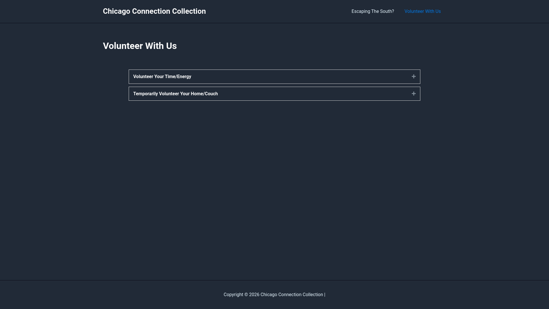 website screenshot of https://chicagoconnectioncollection.com