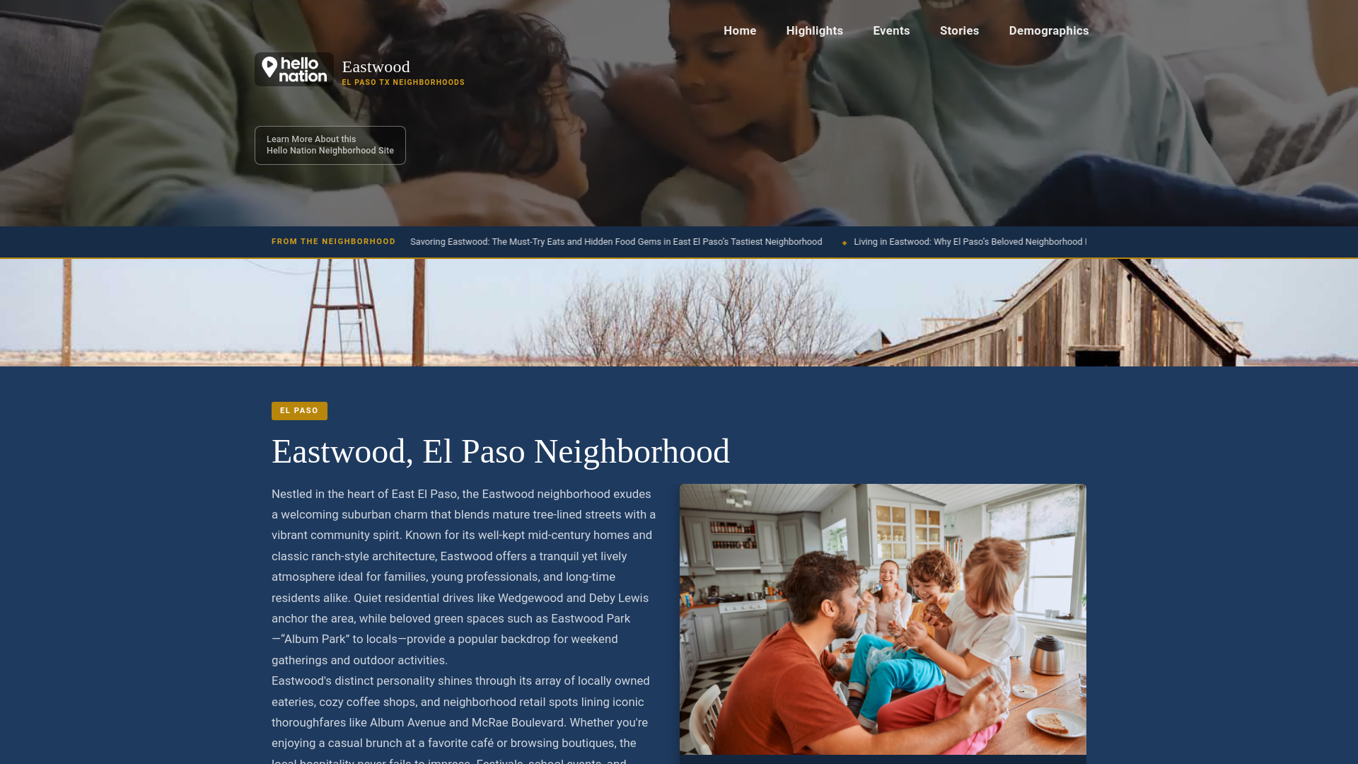 website screenshot of https://eastwoodelpasoneighborhood.org/
