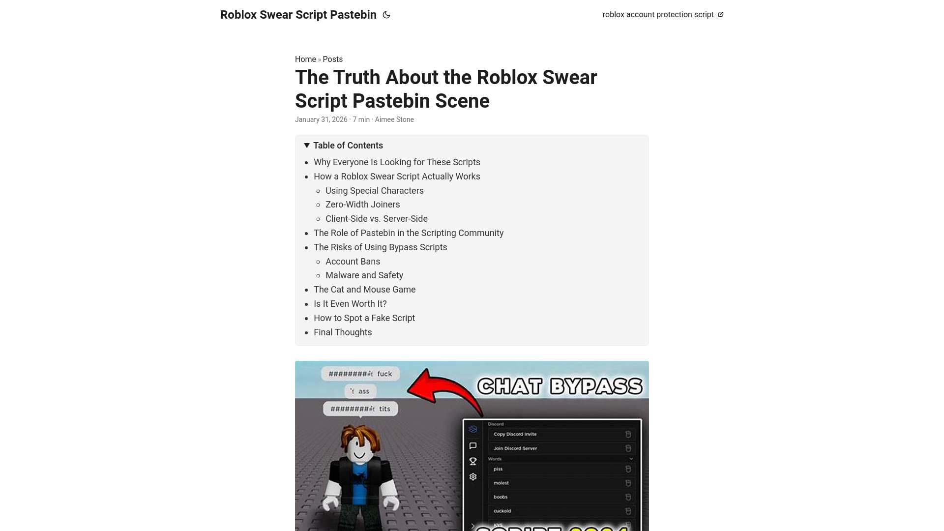 website screenshot of https://roblox-swear-script-pastebin.pages.dev/