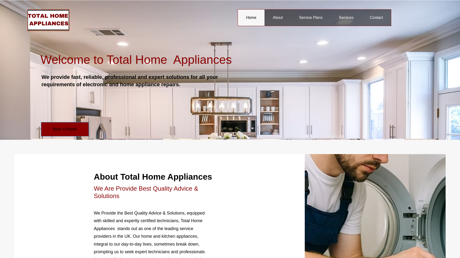 website screenshot of https://totalhomeappliances.co.uk/