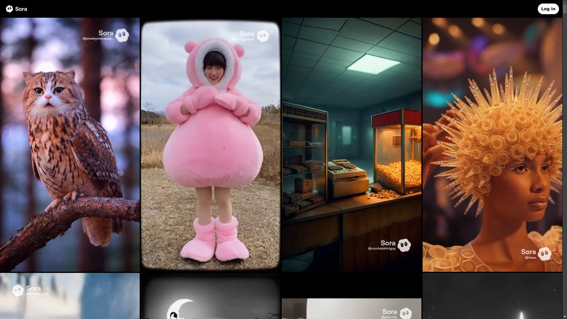 website screenshot of https://sora.chatgpt.com/