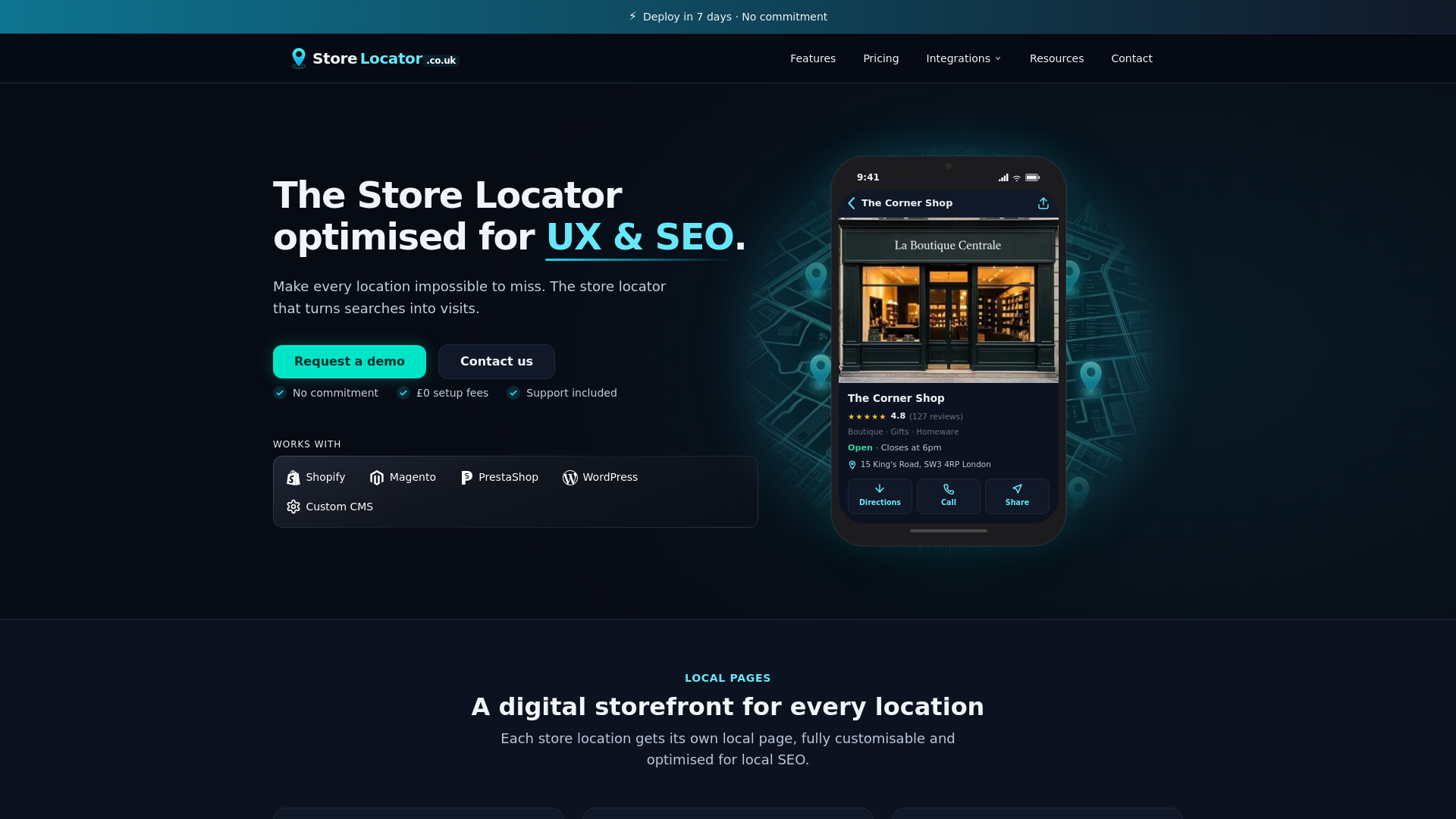 website screenshot of https://store-locator.co.uk
