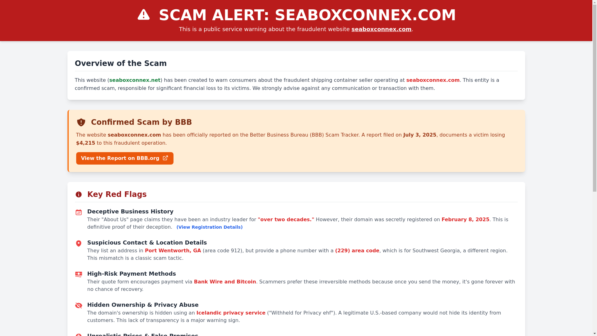 website screenshot of https://scamwarningsite.pages.dev/