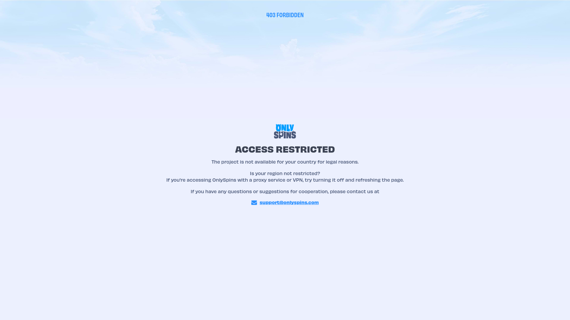 website screenshot of https://onlyspins-1994.com/