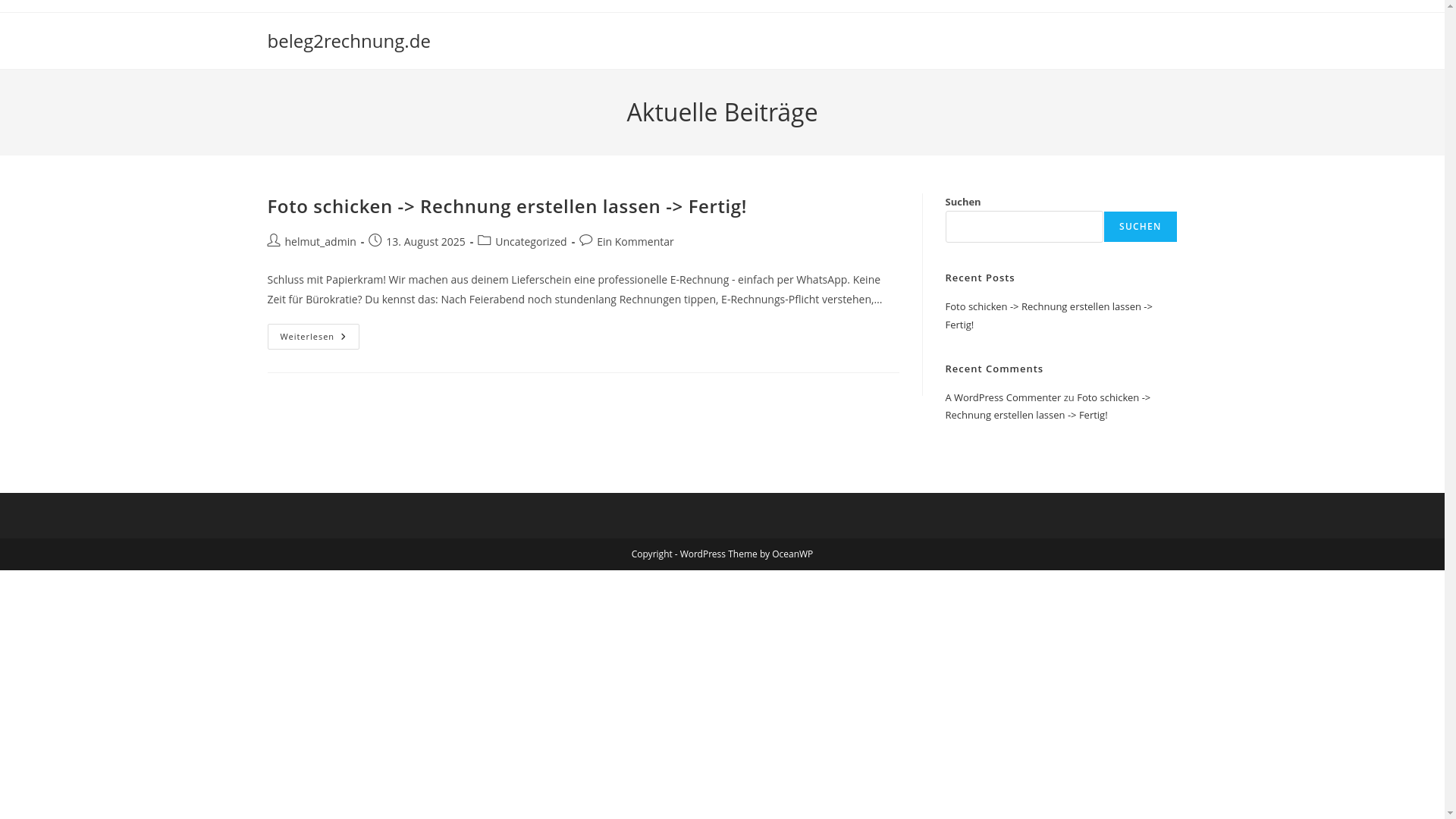 website screenshot of https://beleg2rechnung.de/