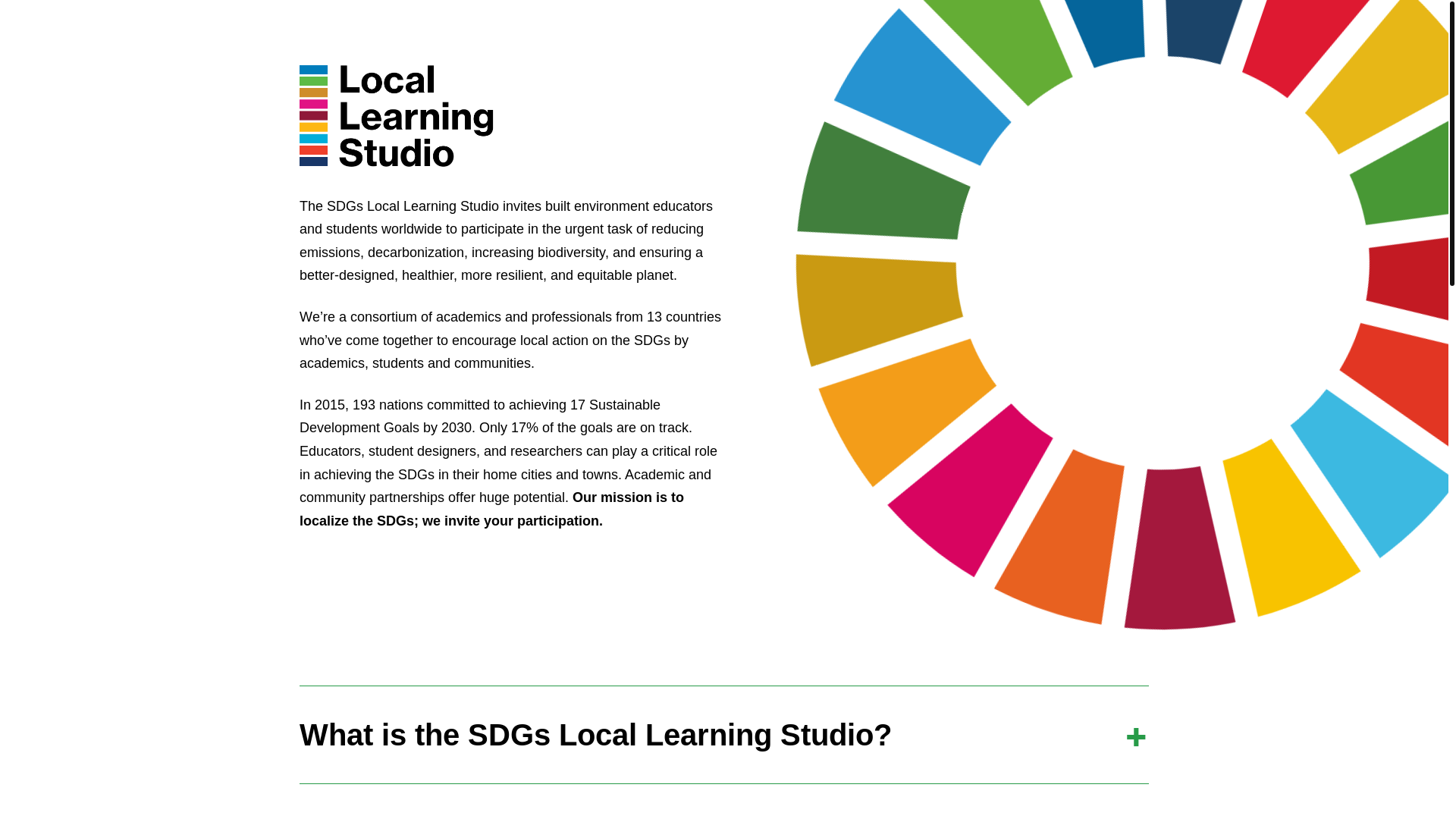 website screenshot of https://sdgslocallearningstudio.org/