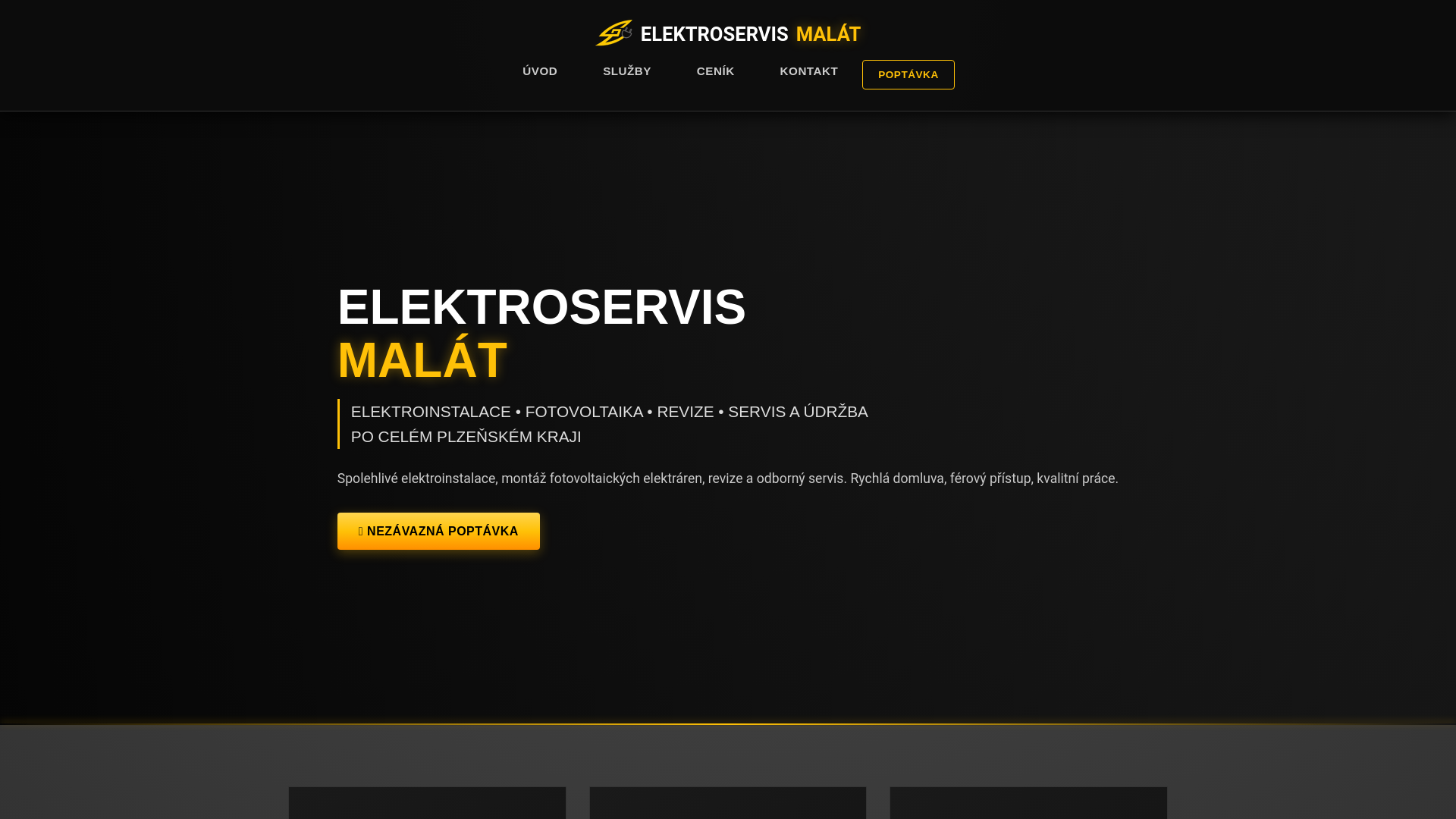 website screenshot of https://elektroservis-malat.cz