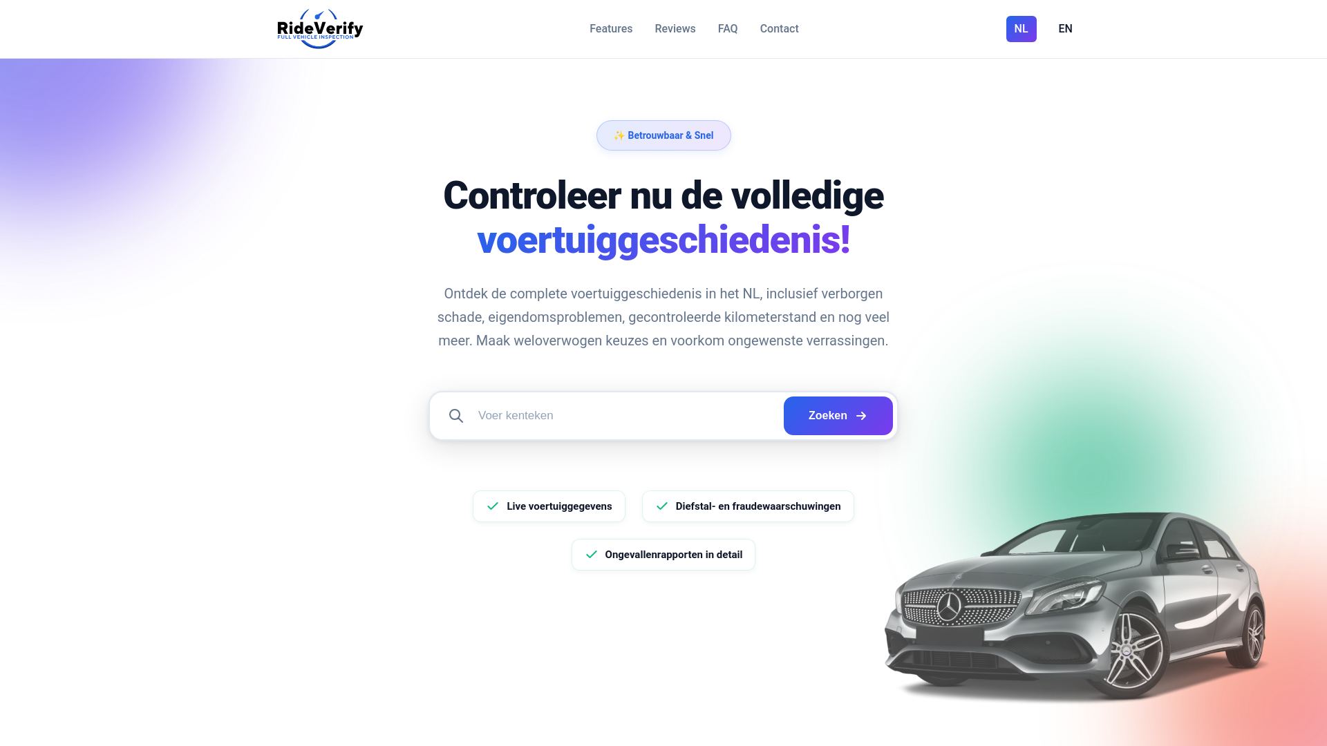 website screenshot of https://rideverify.nl/