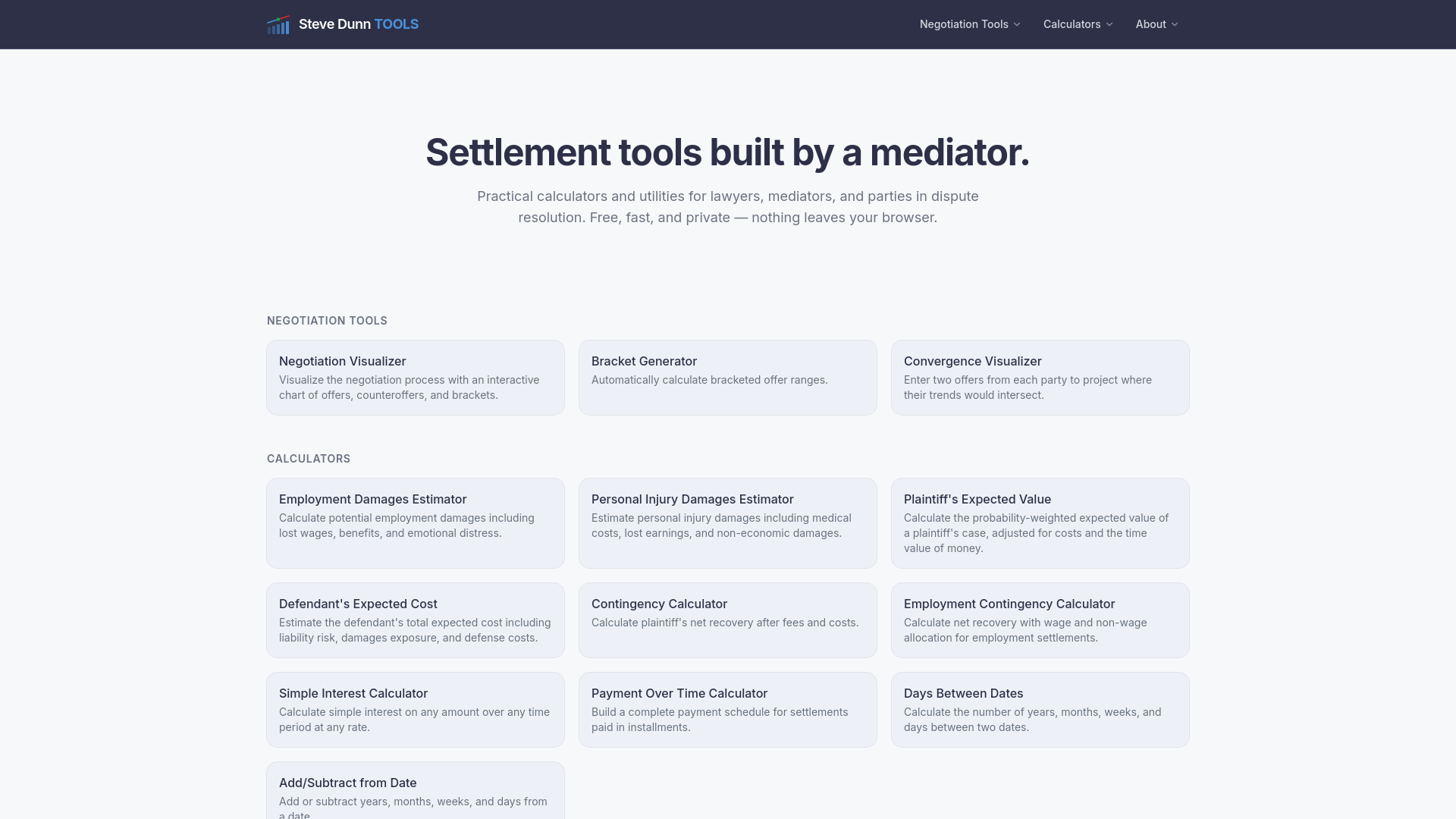 website screenshot of https://stevedunntools.com