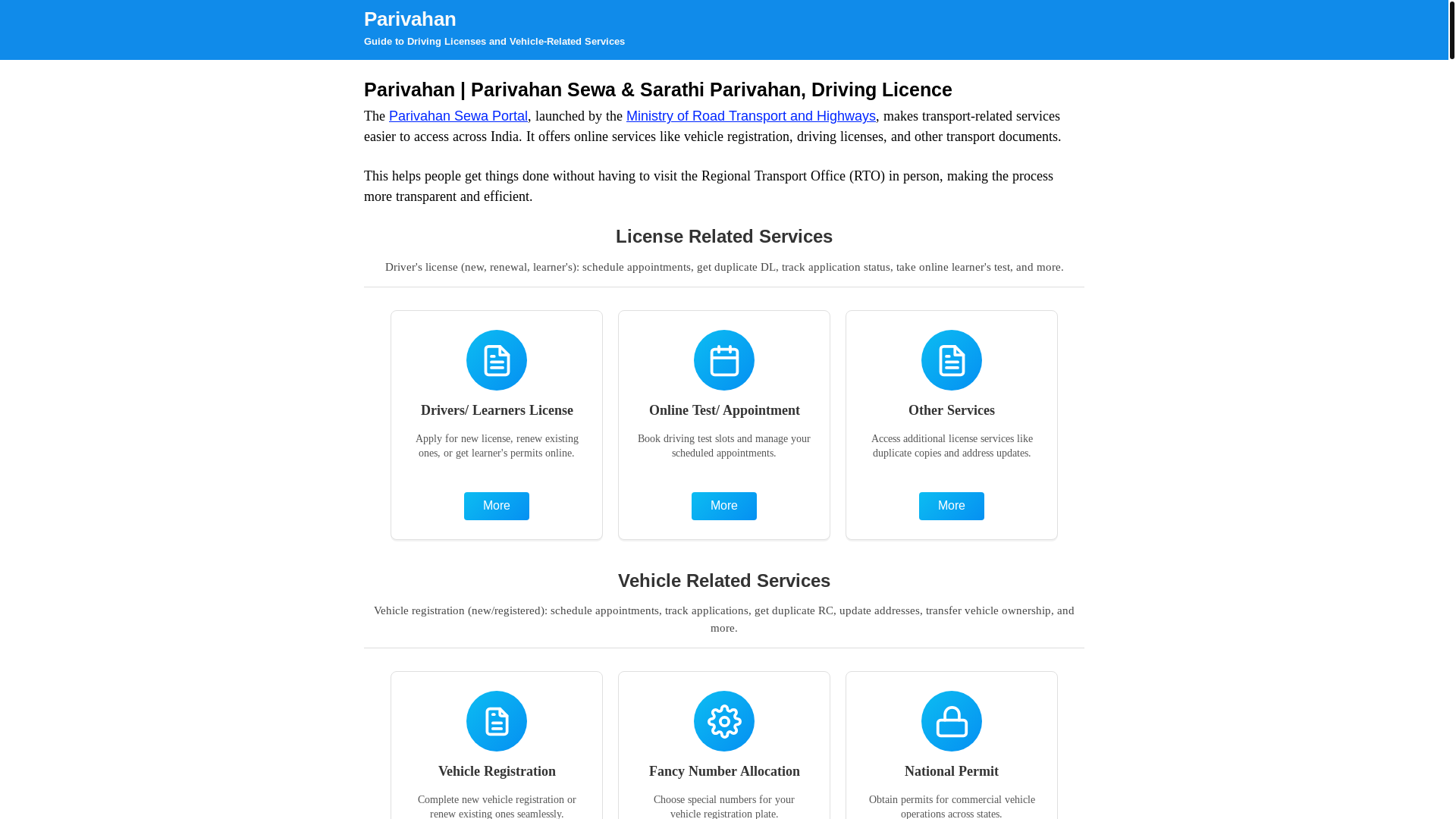 website screenshot of https://parivahan-sewa.pages.dev/