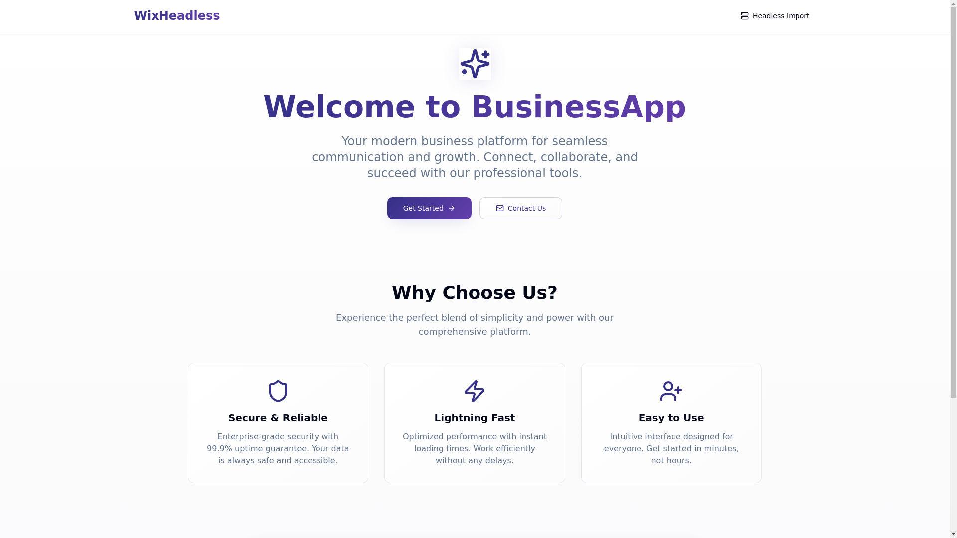 website screenshot of https://wix-headless.pages.dev/