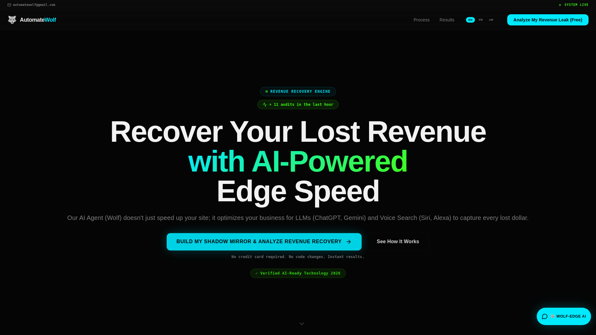 website screenshot of https://automatewolf.com/