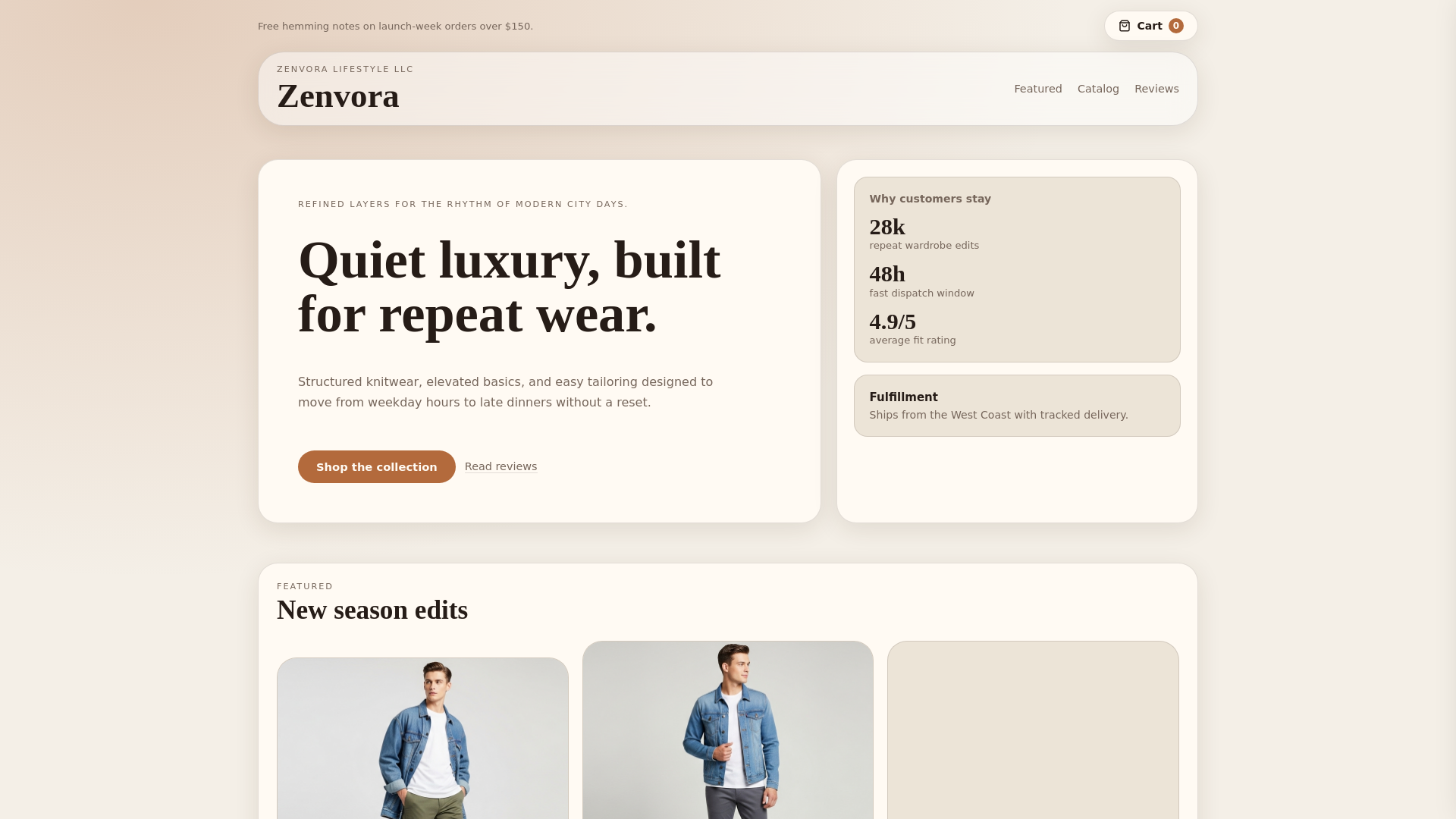 website screenshot of https://zenvoralifestyle.fashion/