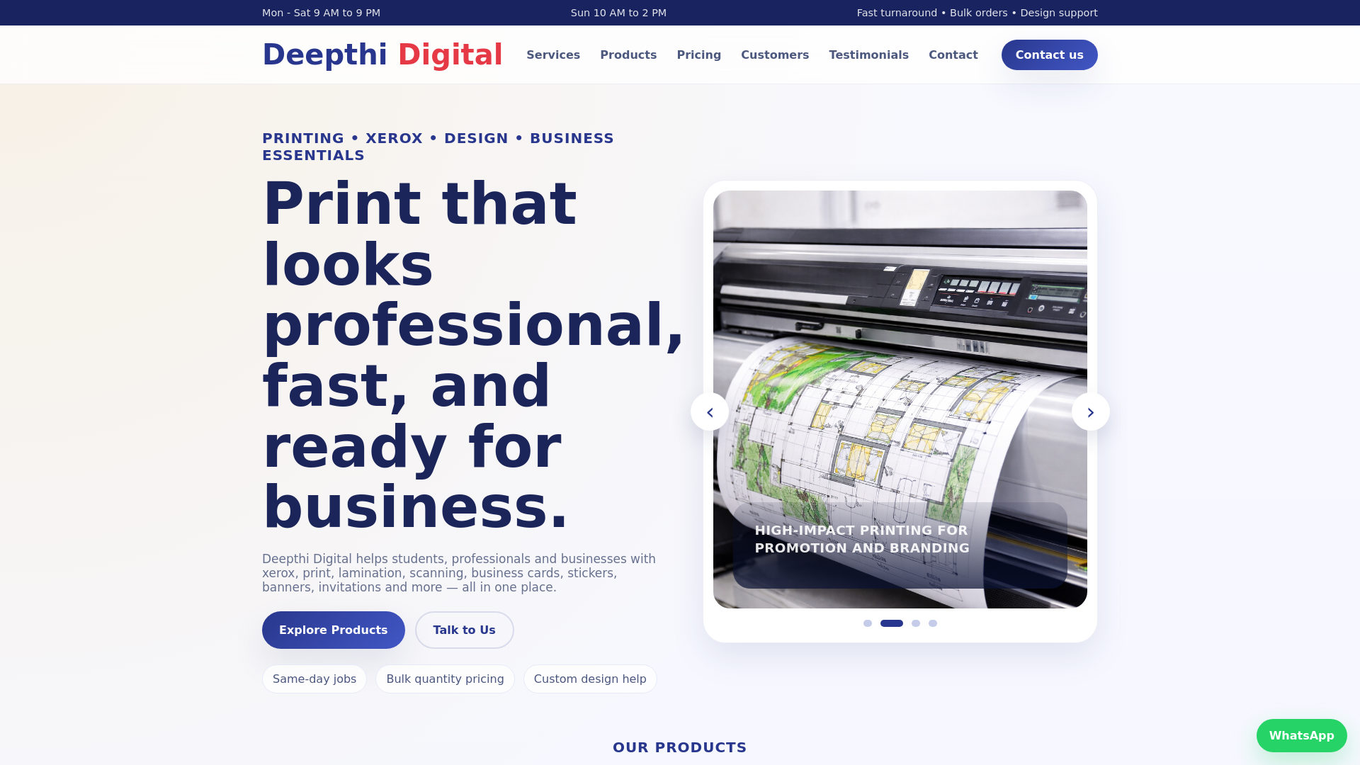 website screenshot of https://deepthidigital.com