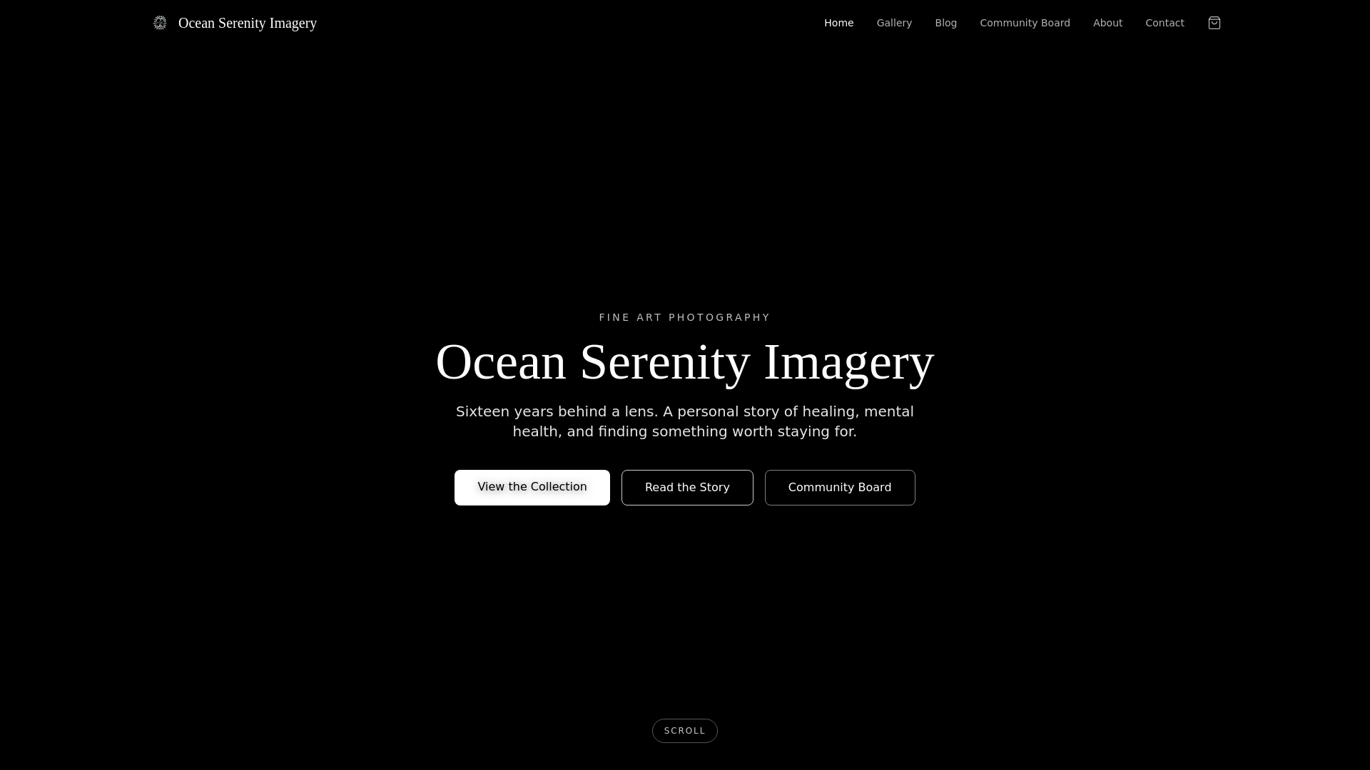 website screenshot of https://oceanserenityimagery.com/
