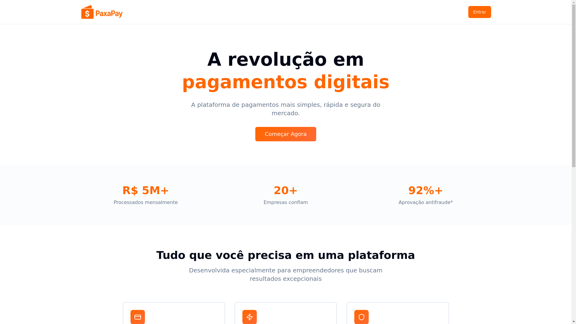 website screenshot of https://paxapay.com.br/