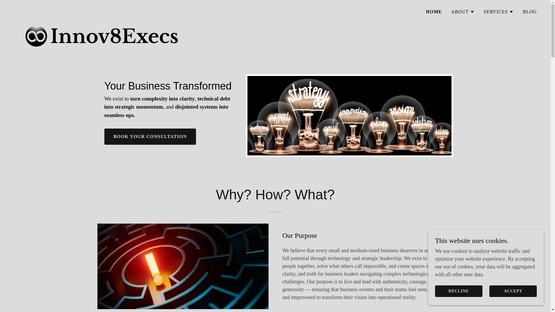 website screenshot of https://innov8execssystem.com/