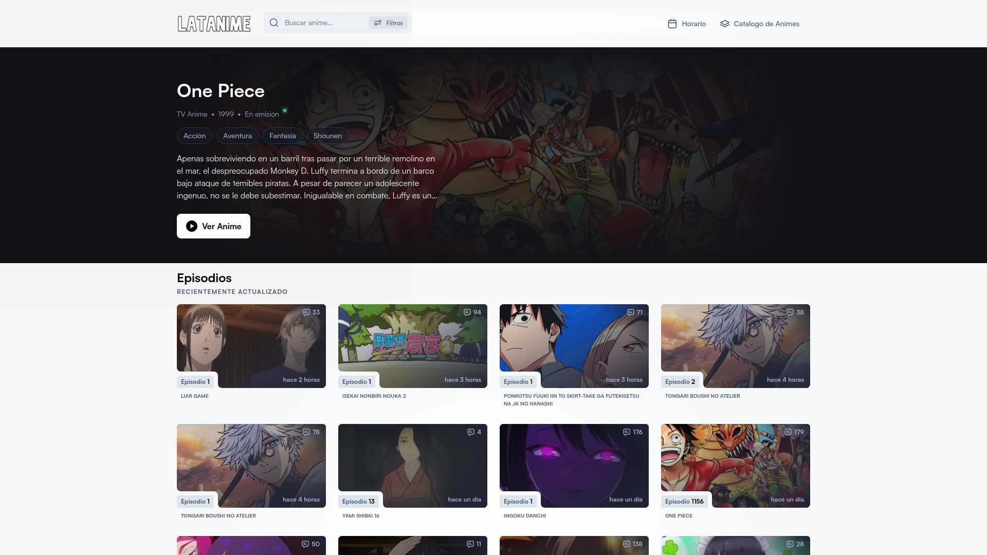 website screenshot of https://latanime.cyou/